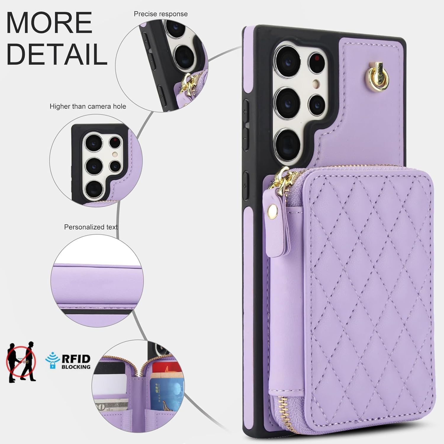 Asuwish Phone Case for Samsung Galaxy S26 Ultra 5G Wallet Cell Cover with Tempered Glass Screen Protector Wrist Crossbody Strap RFID Blocking Card Holder S26Ultra 26S S 26 26Ultra Women Girls Purple