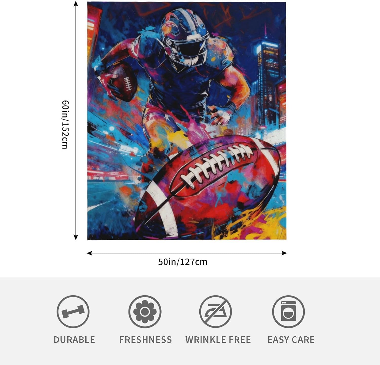 Football Rugby Blanket Gifts for Dad Boys Men Women Girls Birthday Christmas Rugby Theme Decor Home Bedroom Living Room Sofa Couch Soft Cozy Kids Adults Teen Fleece Throw 50"x60" - Image 4