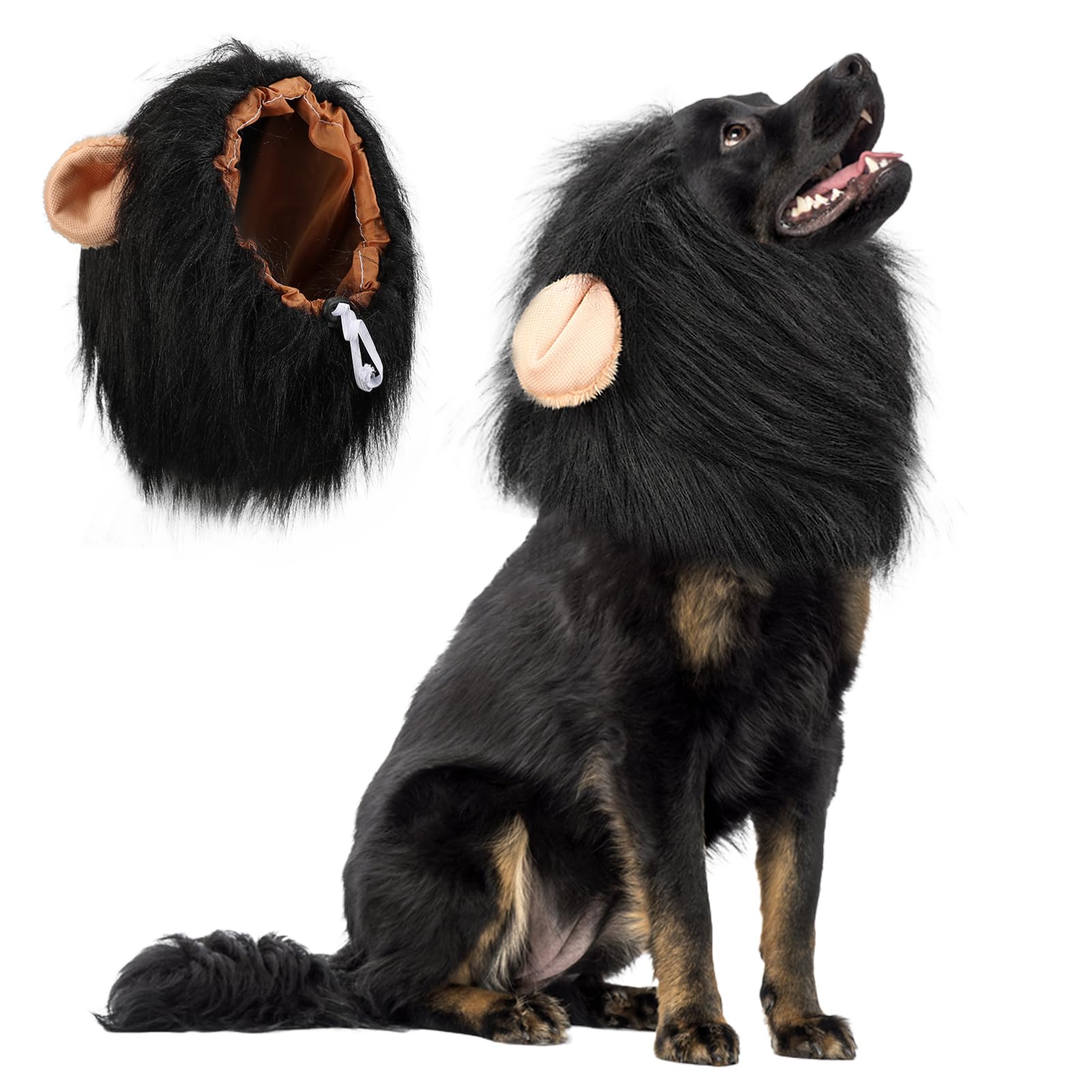 Crinière de lion pour chien noir taille M réglable pour déguiser facilement votre animal