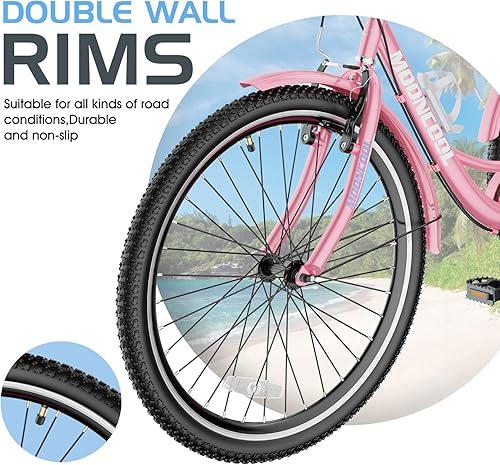 Miniatura 5 de Slsy Triciclos para adultos de 7 velocidades, triciclos para adultos de 202426 pulgadas, bicicletas de 3 ruedas, triciclo de crucero con cesta de la