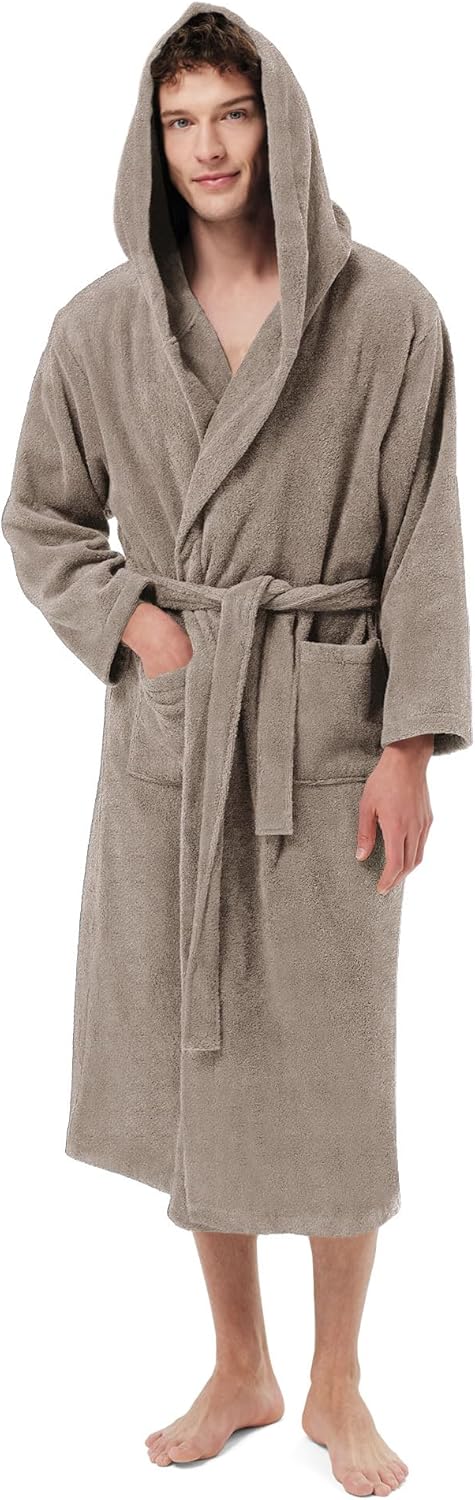 SIORO Mens Hooded Terry Cloth Robe, Big and Tall Bathrobe, Full Length Cotton & Absorbent Robe for Spa, Shower & Sleepwear