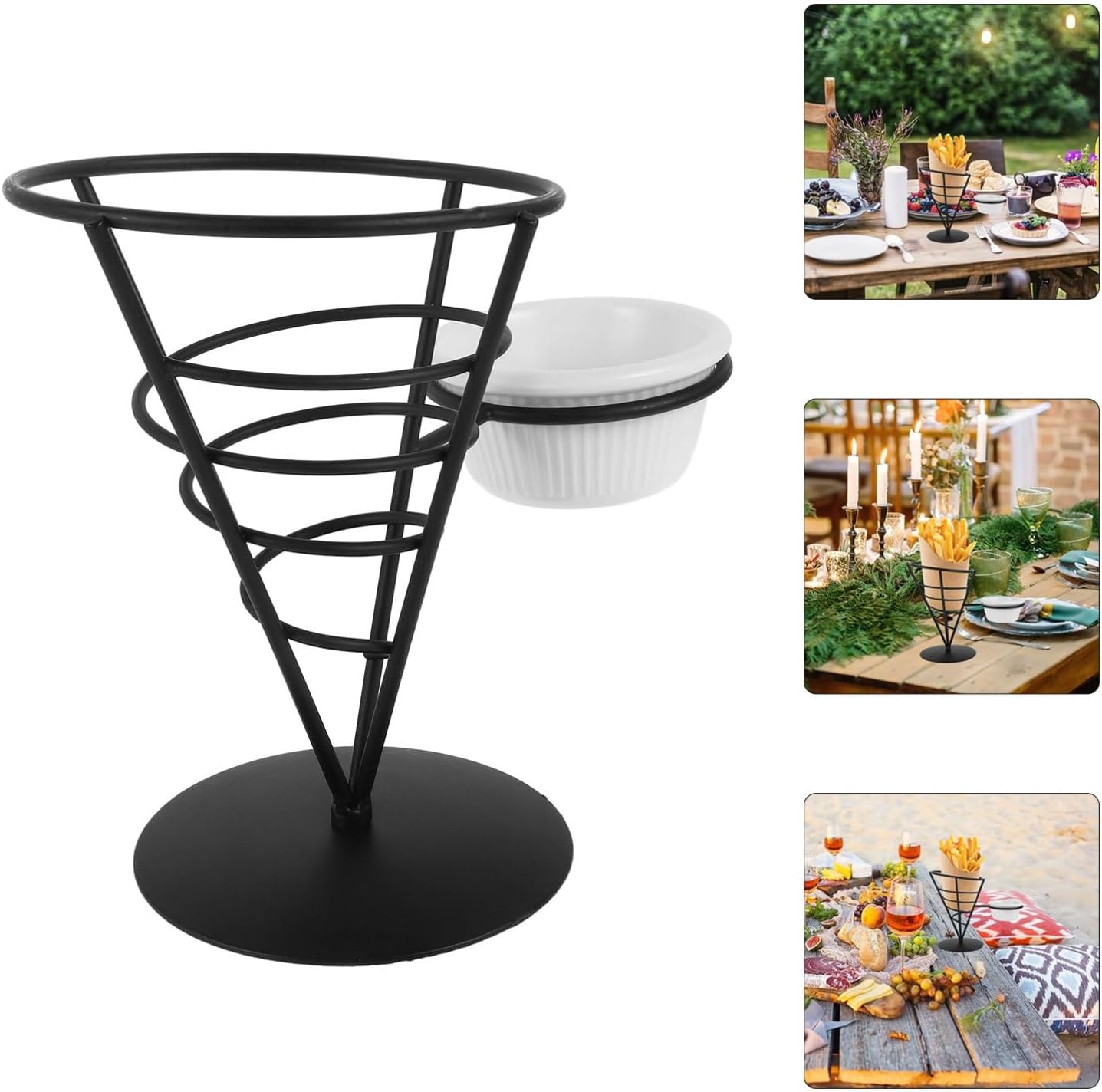 VOSAREA French Fries Holder Stand Basket Display Rack for Snacks Multi-use Wire Snack Display for Fried Chicken Popcorn and Appetizers for Kitchen Restaurant and Parties