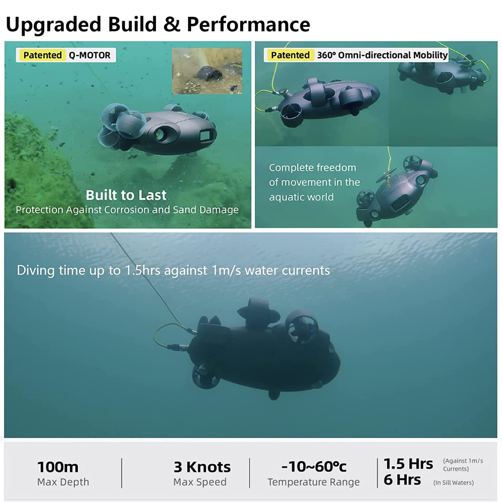 FIFISH V6 Expert M100 podwodny dron, ulepszony profesjonalny ROV, z kamerą 4K UHD, monitorowaniem VR, diodami LED 6000lm, kablem 100M, obudową EPP