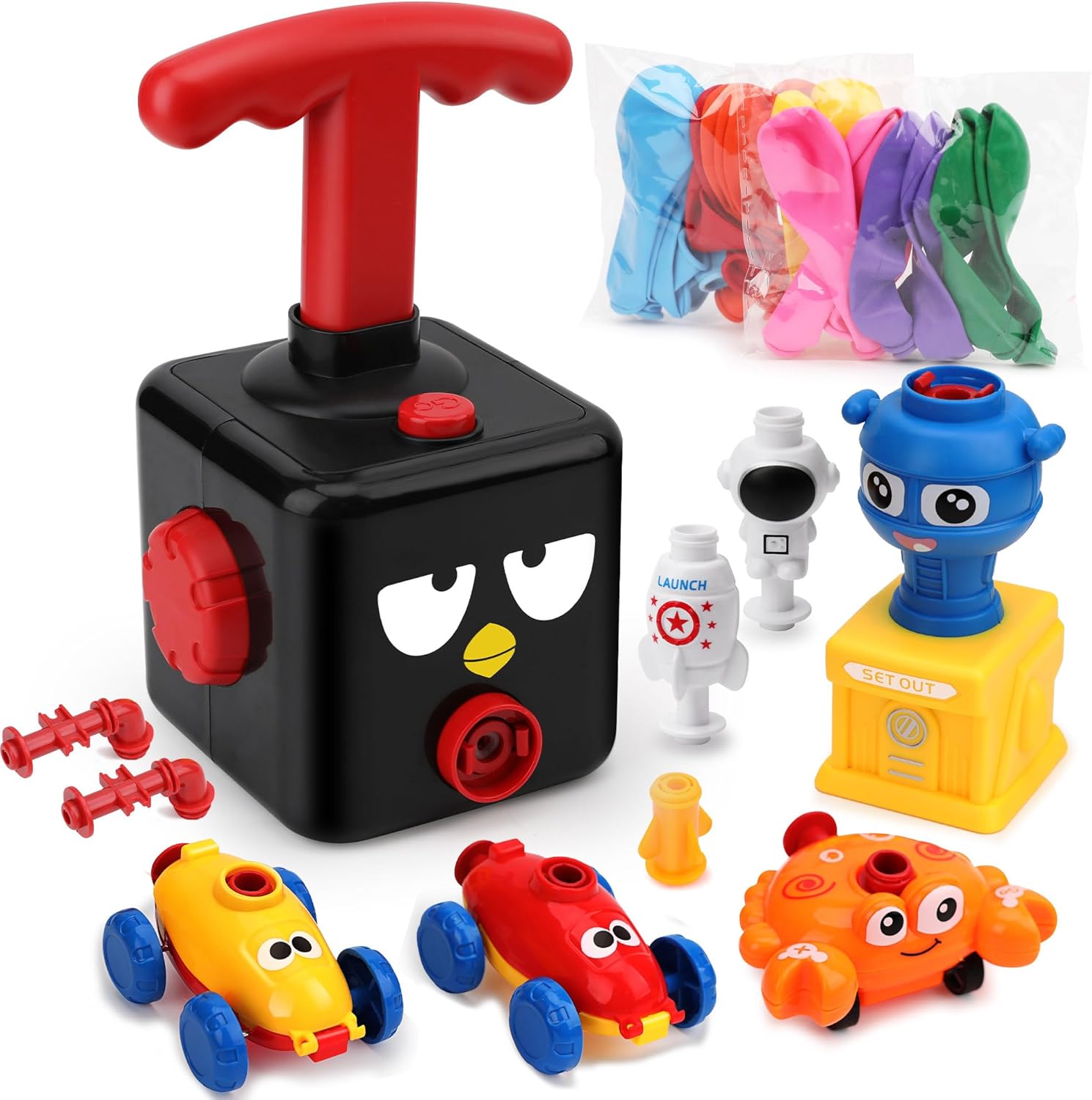 Balloon Launcher Car Toy Set, Balloon Powered Car for Kids 3+, Party Supplies, Blackbird
