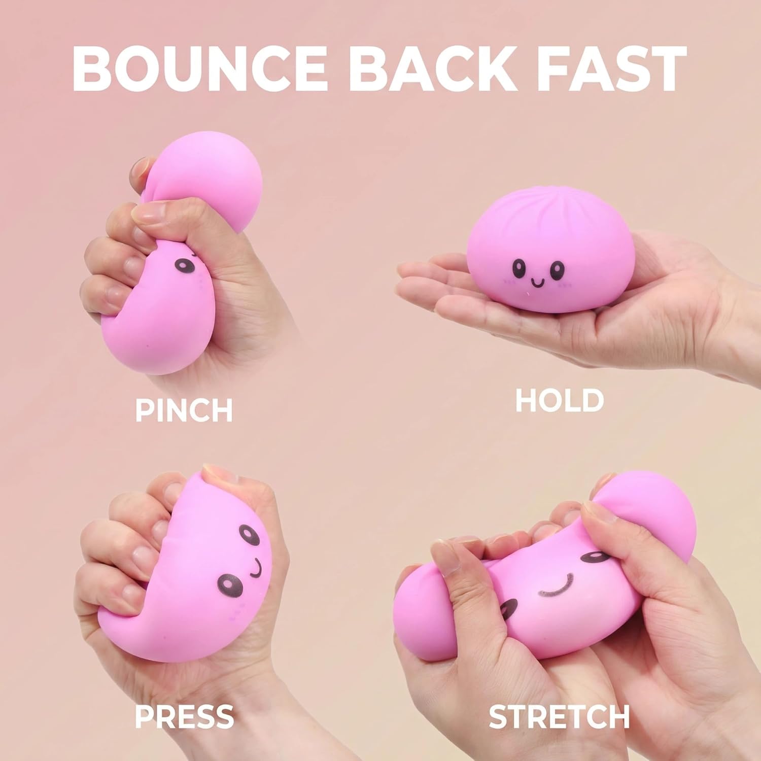 Giant Dumpling Squishy 4-Pack, Dumpling Squishy Mystery Box, Soft Dumpling Stress Ball for Anxiety Relief & Focus, Bao Bun Sensory Fidget, Classroom Rewards, Festival Gifts & Party Favors