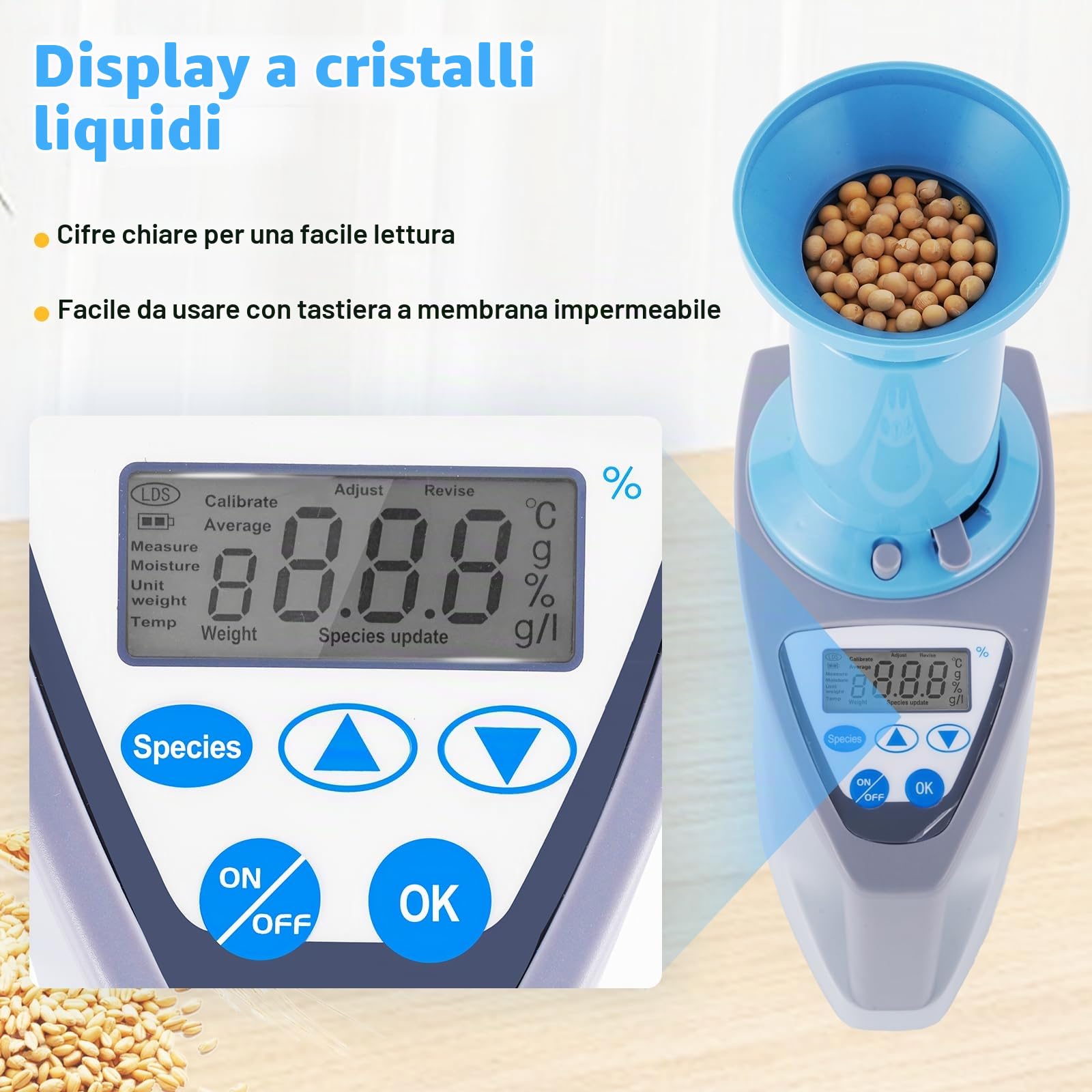YJINGRUI Analizzatore misuratore di umidità per cereali a semi di cereali digitali LDS-1G Controllo dell'elaboratore di umidità 3~35%
