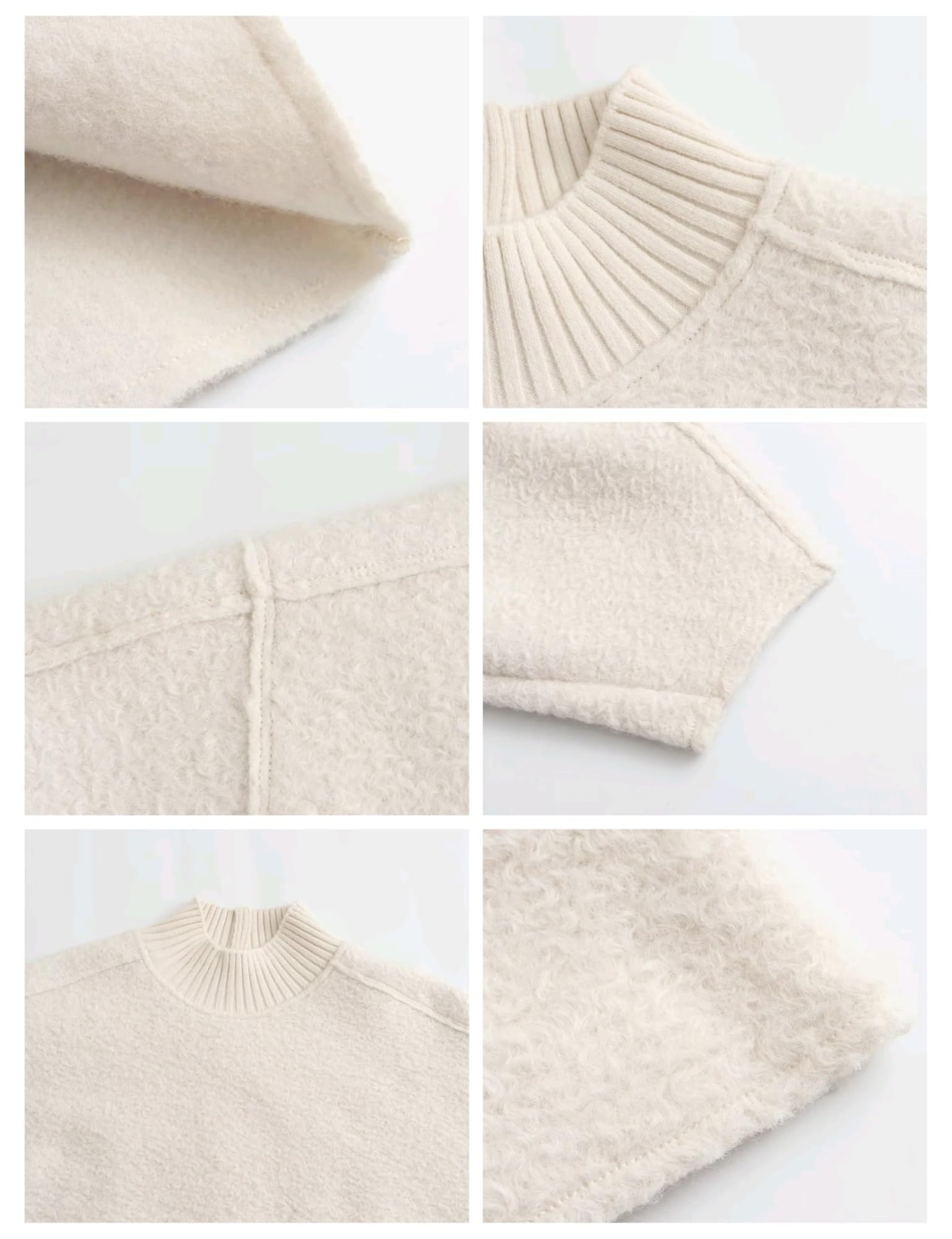 Damskie bluzy polarowe na co dzień z golfem z odwróconym szwem, krótkie bluzki, jesienno-zimowy, rozmyty płaszcz(Beige,M)