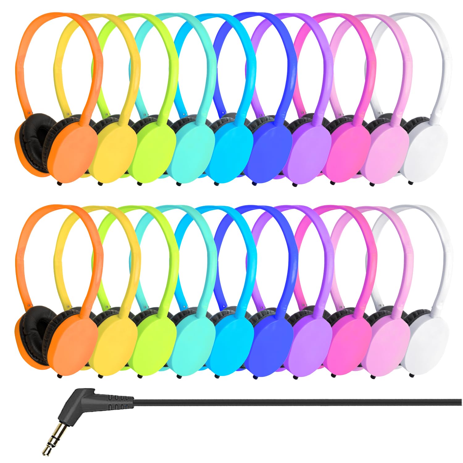 Klassenzimmer-Kopfhörer, Großhandel, kabelgebundene Kopfhörer, Klassen-Set für Kinder, Kleinkinder, Teenager, Jungen, Mädchen und Erwachsene, 3,5-mm-Stecker (gemischt, 25 Stück)