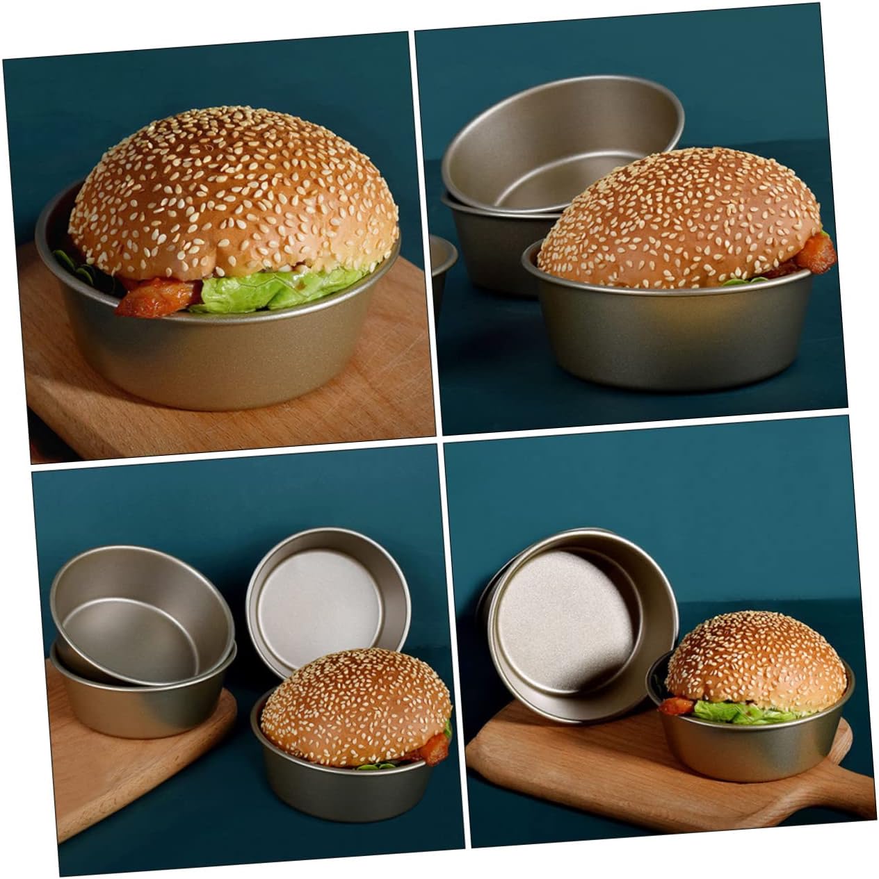 LIFKOME 2pcs Easy Wash Maintain Non-stick Burger Molds Round Molds for Baking Essential Kitchen Tool