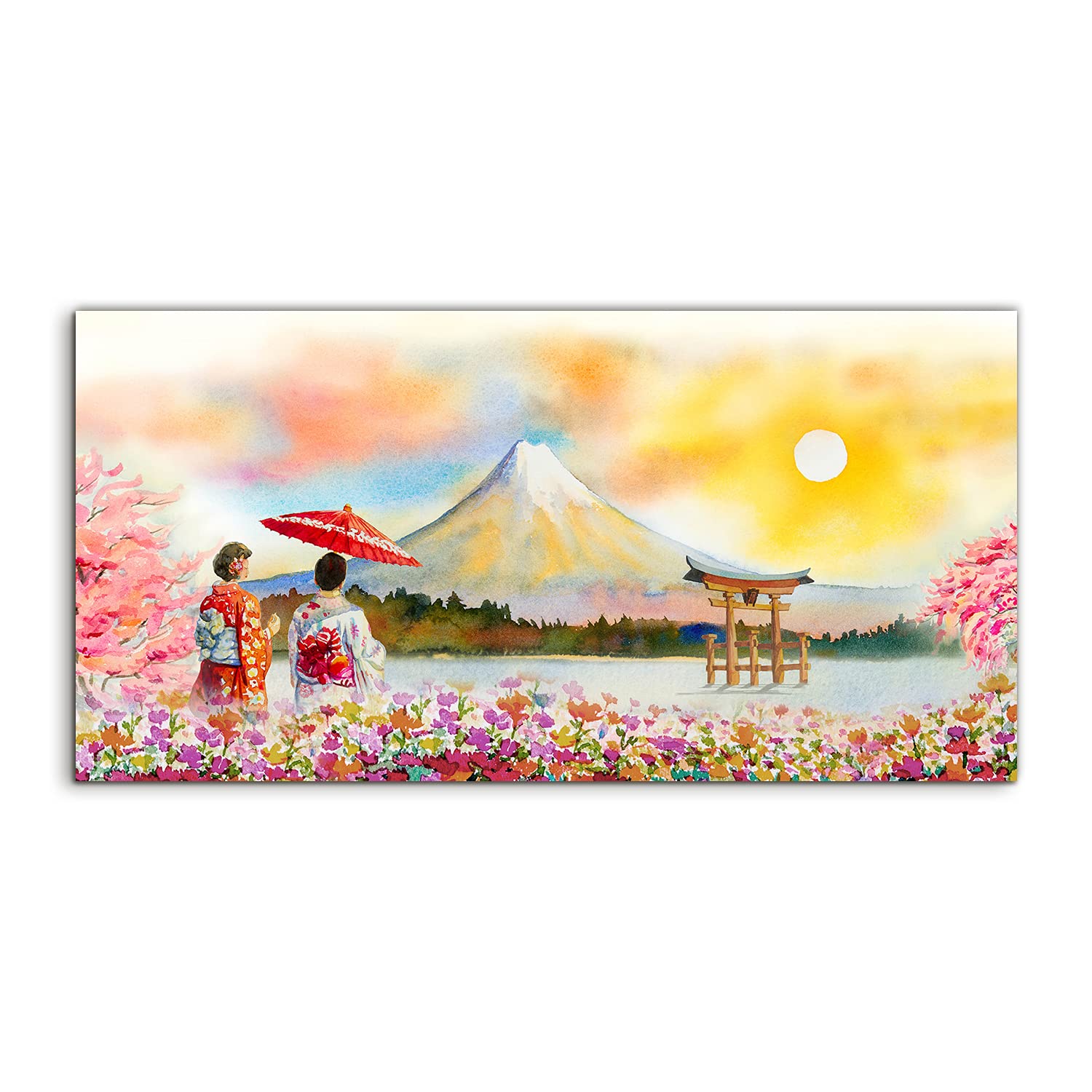 Coloray Pintura acrílica 100x50cm Vidrio Acrílico Cuadro De Pared Sala De Estar Mural Arte - Japón Mount Flower