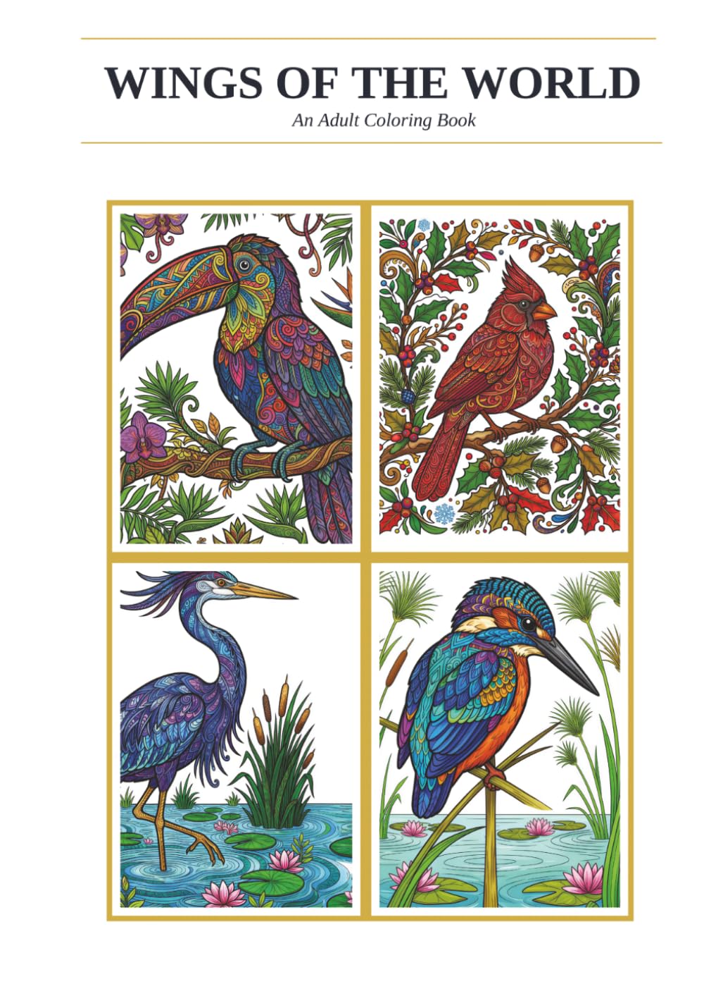 Wings of the world: An Adult Coloring Book Of Birds
