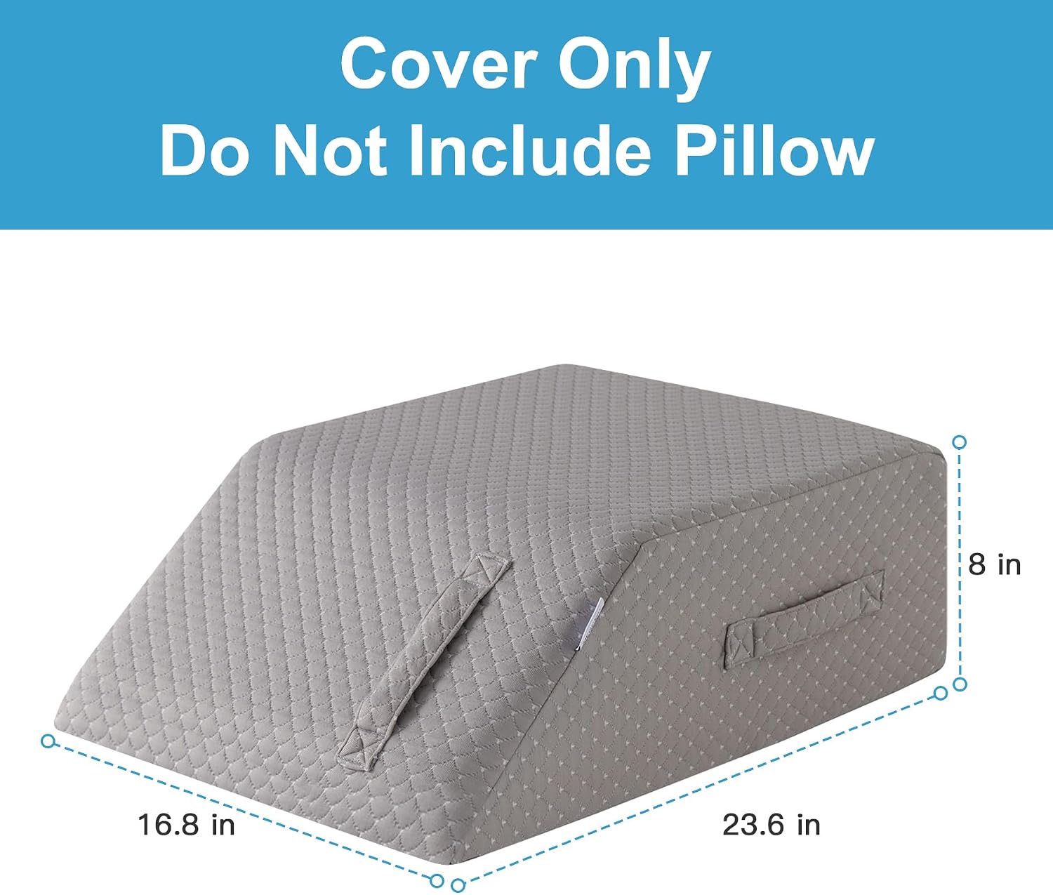 MEGCXIT Leg Pillow Elevation Blood Circulation Cover, Leg Wedge Pillow Case, Leg Elevating Pillowcase for After Surgery, Foot Knee Pillow Replacement Cover Only, 23.6×16.8×8 Inch, Grey