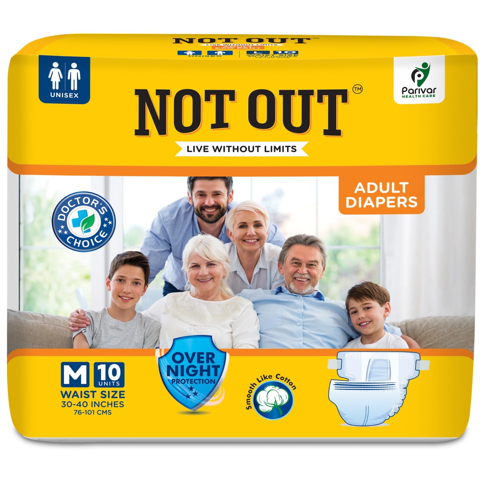 Not Out Adult Diaper Tape Style,Medium, Waist 76-101cm, 12 Hrs Absorption, Unisex, Odour Control, 10 Count (Pack of 1) (B0CTQKQZ22) Amazon Price History, Amazon Price Tracker