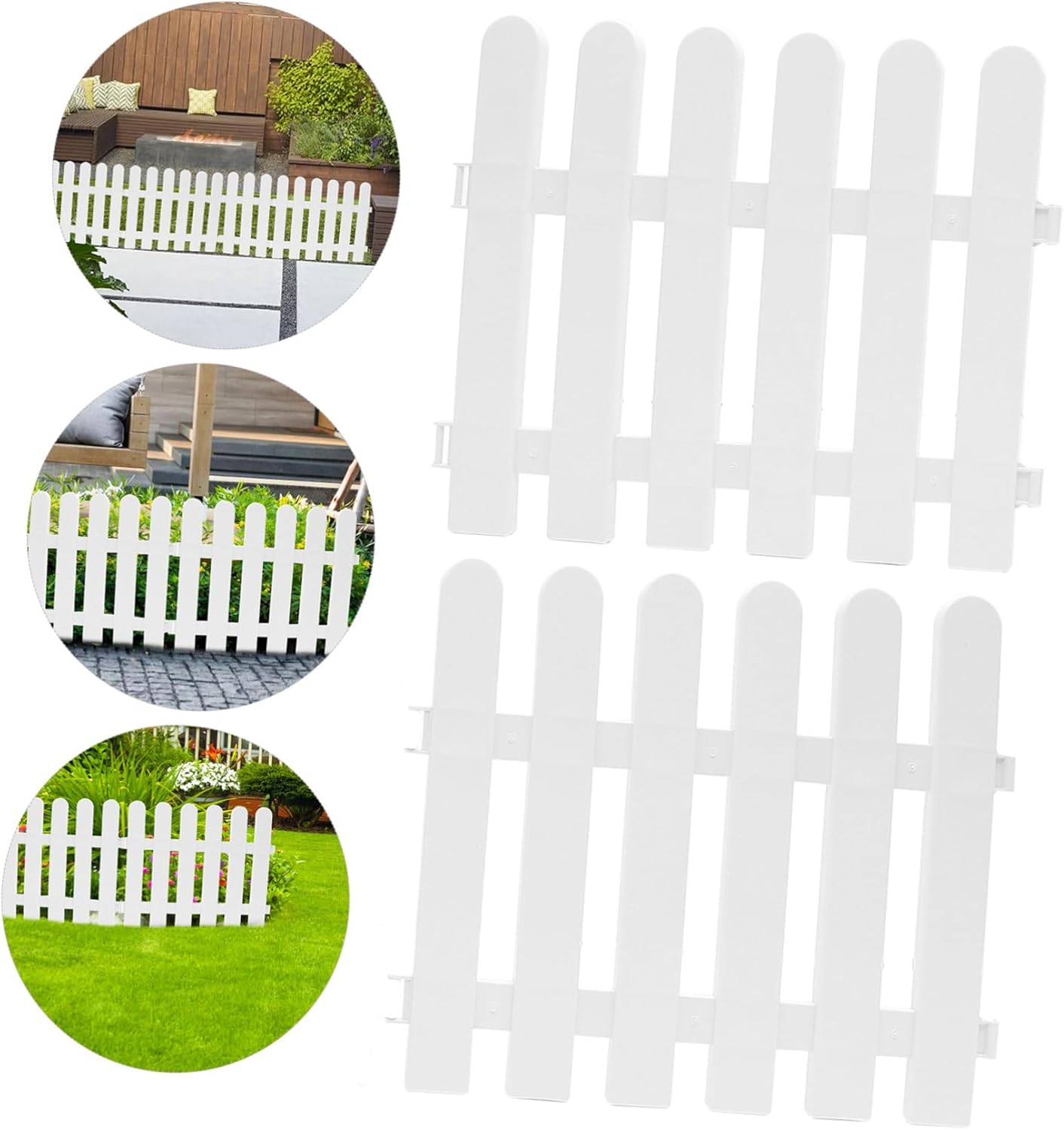 Totority 4pcs White Plastic Garden Fence Panels PVC Landscape Border for Lawn Flower Beds and Gardens Easy Assembly Decorative Outdoor Pet and Plant Barrier