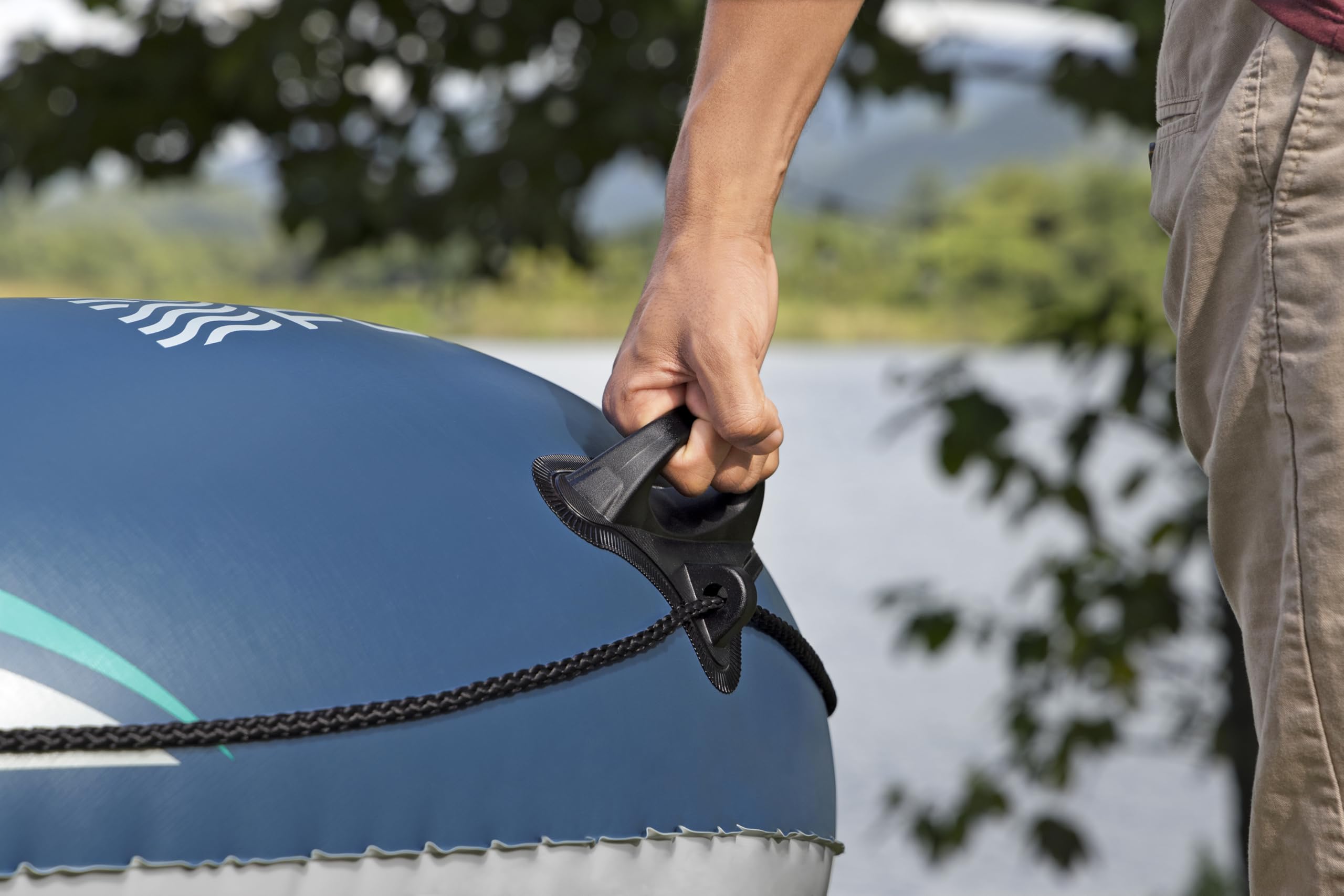 Bestway Hydro Force Schlauchboot-Set Trek X3, 294 x 137 x 39 cm, 2 Erwachsene, bis 360 kg, 3 Luftkammern, PVC, Ruderdollen, Tragegriff, Halteleine, aufblasbarer Boden, Pumpe, Ruder, GS-Zertifiziert