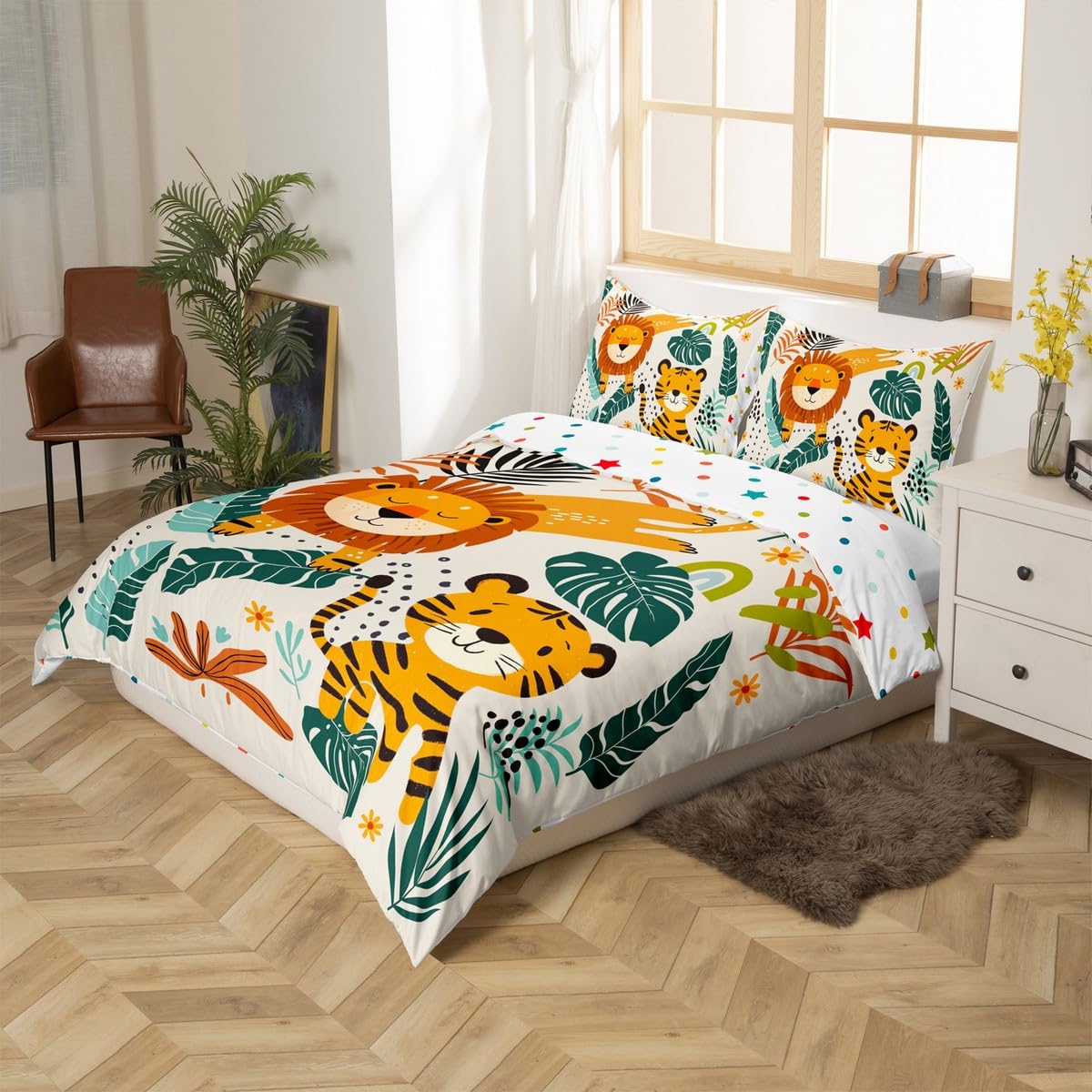 3D Animaux De La Jungle Parure De Lit 2 Personnes Forêt Nature Housse