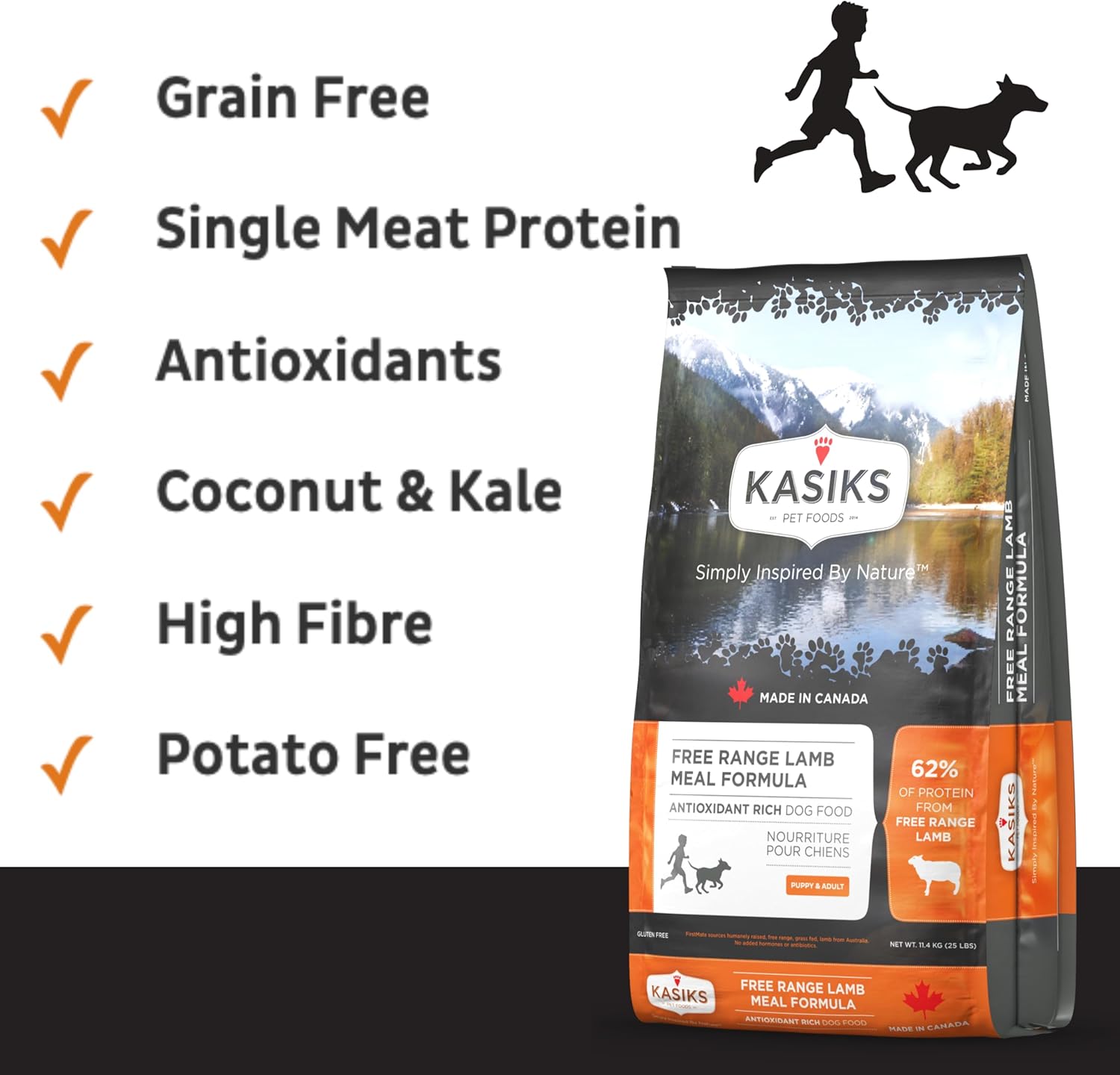 FirstMate KASIKS Free Range Lamb Meal Formula Grain-Free Dry Dog Food, 25 Pounds
