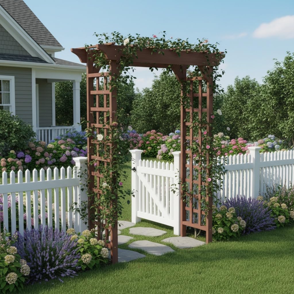 Wooden Garden Arbor Arch Outdoor Pergola Trellis for Climbing Plants Wedding Ceremony Archway Backyard Patio Decor