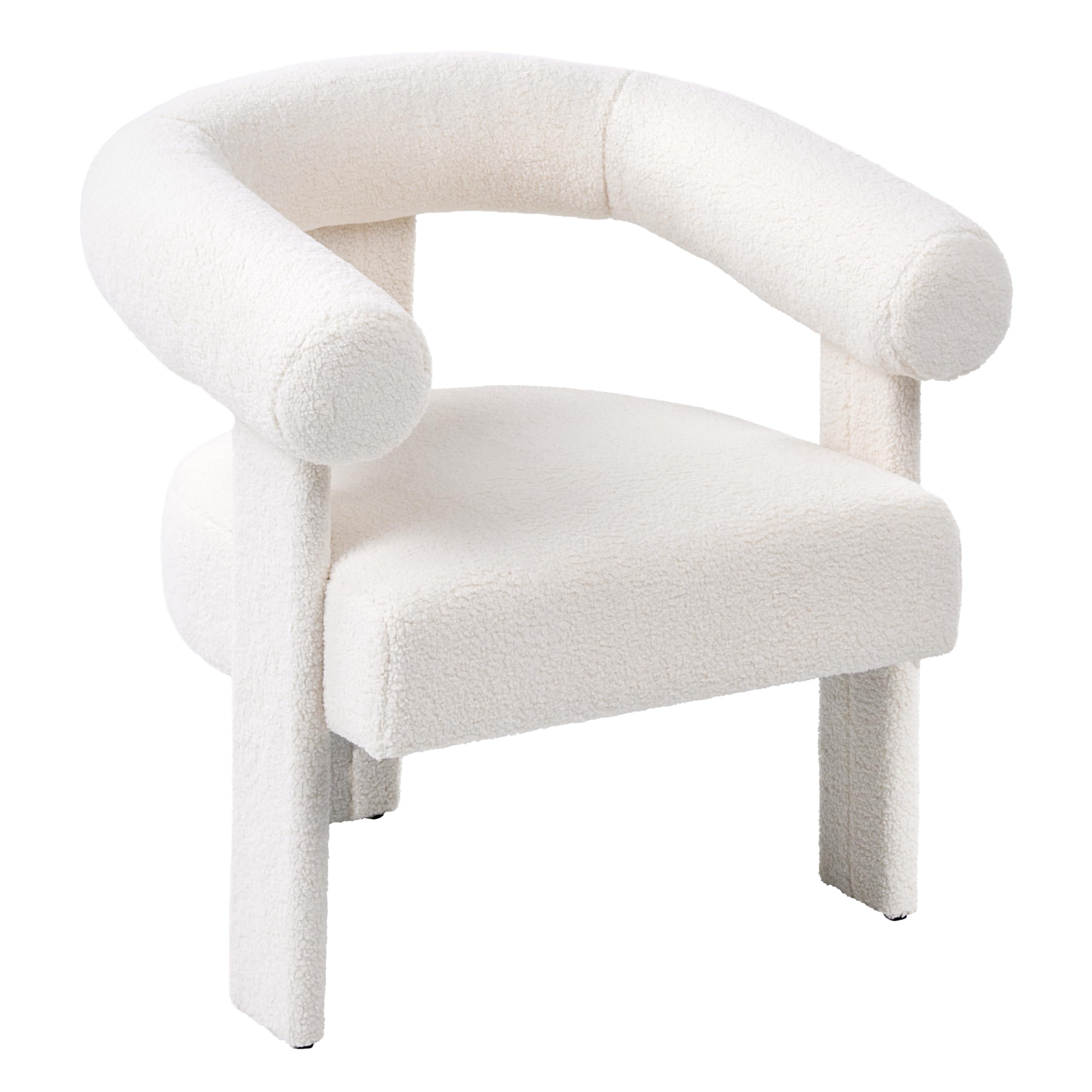 Beliani Sillón de Sala de Estar Estilo Retro tapicería de bouclé Patas tapizadas Blanco Crema Ilbro