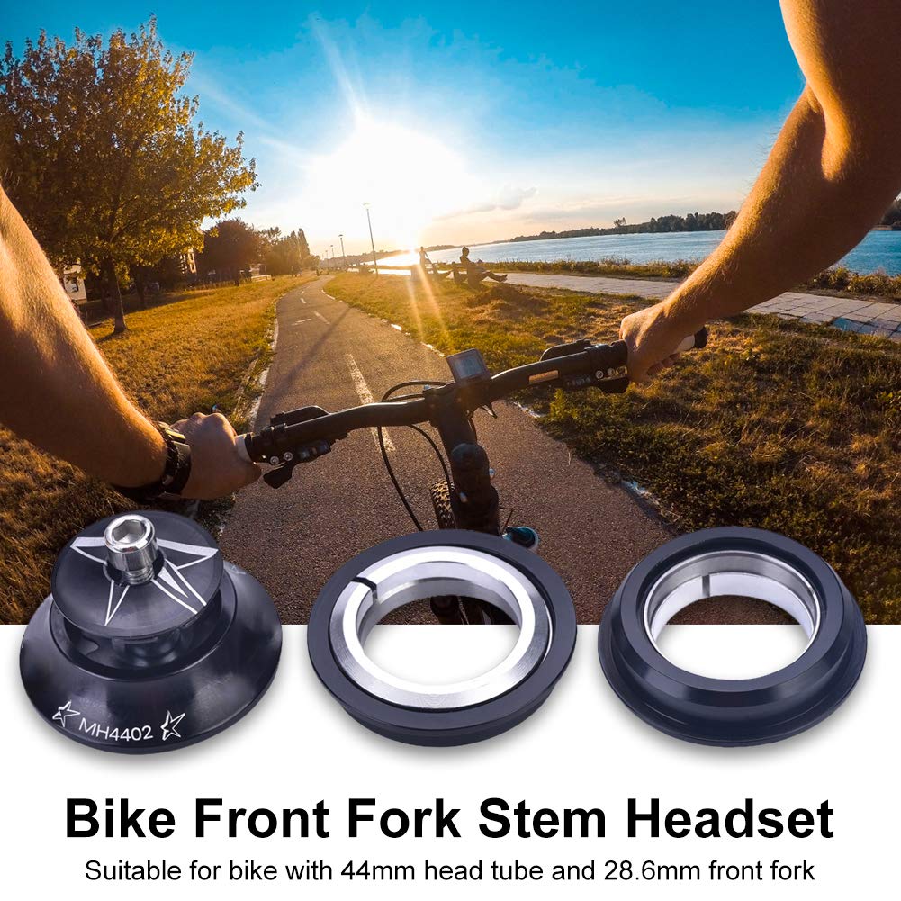 Zestaw słuchawkowy rowerowy ze stopu aluminium, zintegrowany zestaw słuchawkowy 44 mm do rowerów szosowych, górskich i hybrydowych, zamiennik, czarny przedni widelec, kubek i stożek, niegwintowany