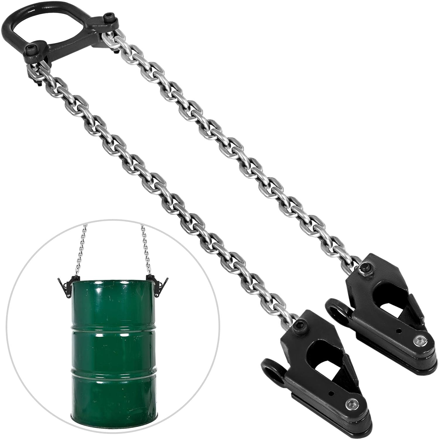 Mophorn Drum Lifter 2000 lbs Capacity Chain Drum Lifter Black Lifting