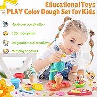 Vista 2 de PLAY Clay Dough Set with Ice Cream Maker Machine/Noodle Maker/Banana Split Ice Cream Mold Kitchen Creations Arts Crafts Play Food Toys Tools Kit for