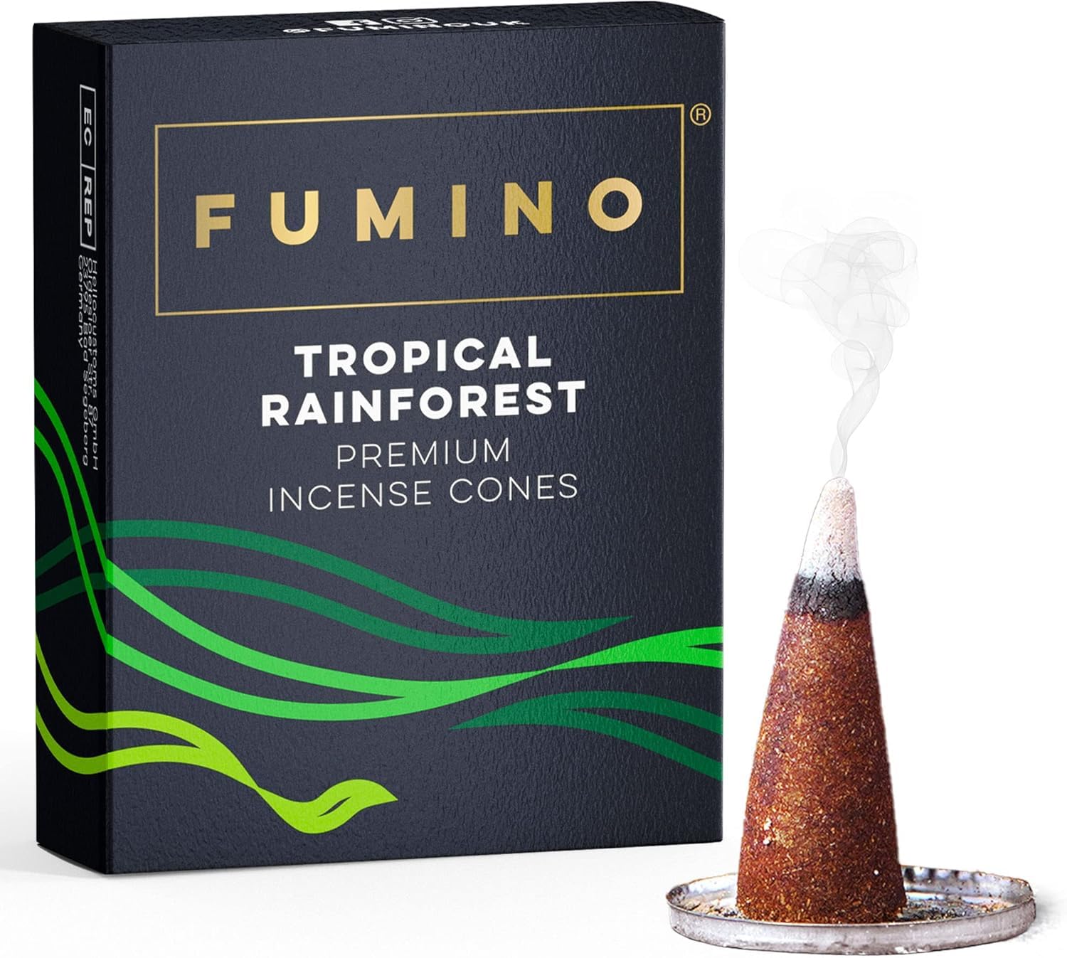 Fumino Black Incense Cones Tropical Rainforest 15 Pack - Handmade Natural, Long Burn