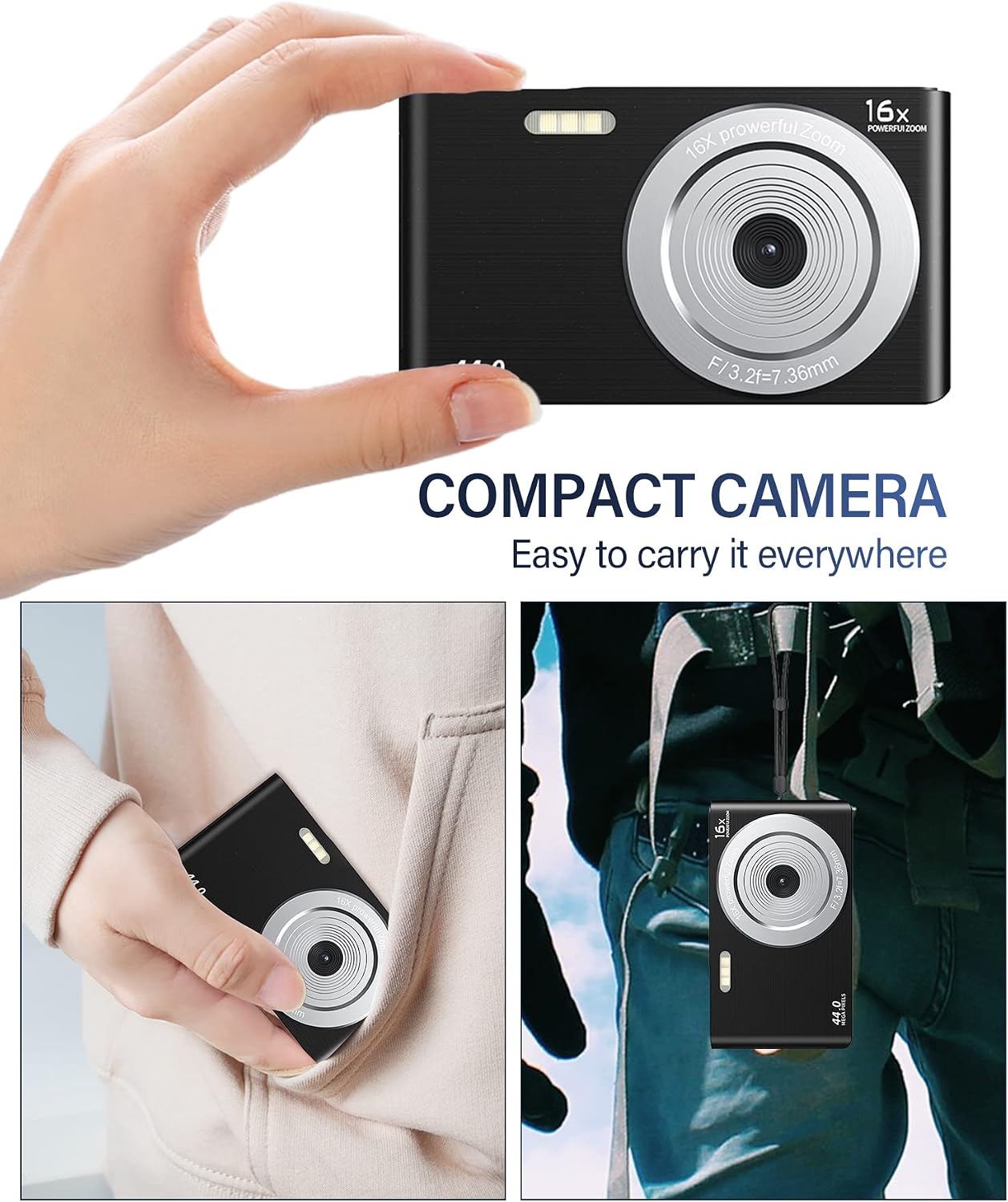 digital camera 4k vlogging youtube cameras for photography 44mp 16x zoom small point and shoot digital camera with 32gb sd card for beginnerskids a