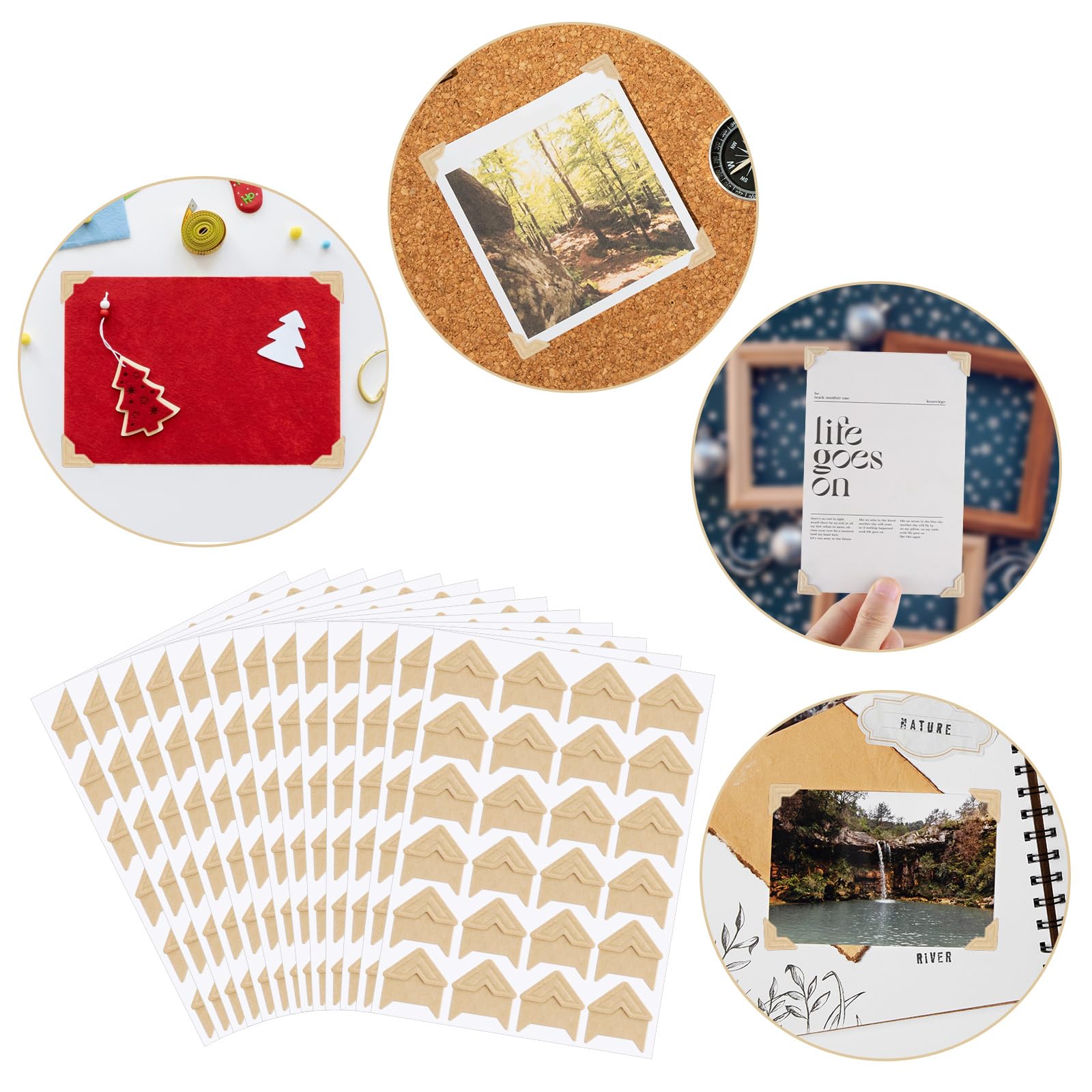 Uxcell Photo Corners Adhesive DIY Picture Mounting Sticker Brown 15 Sheets 360 Pcs