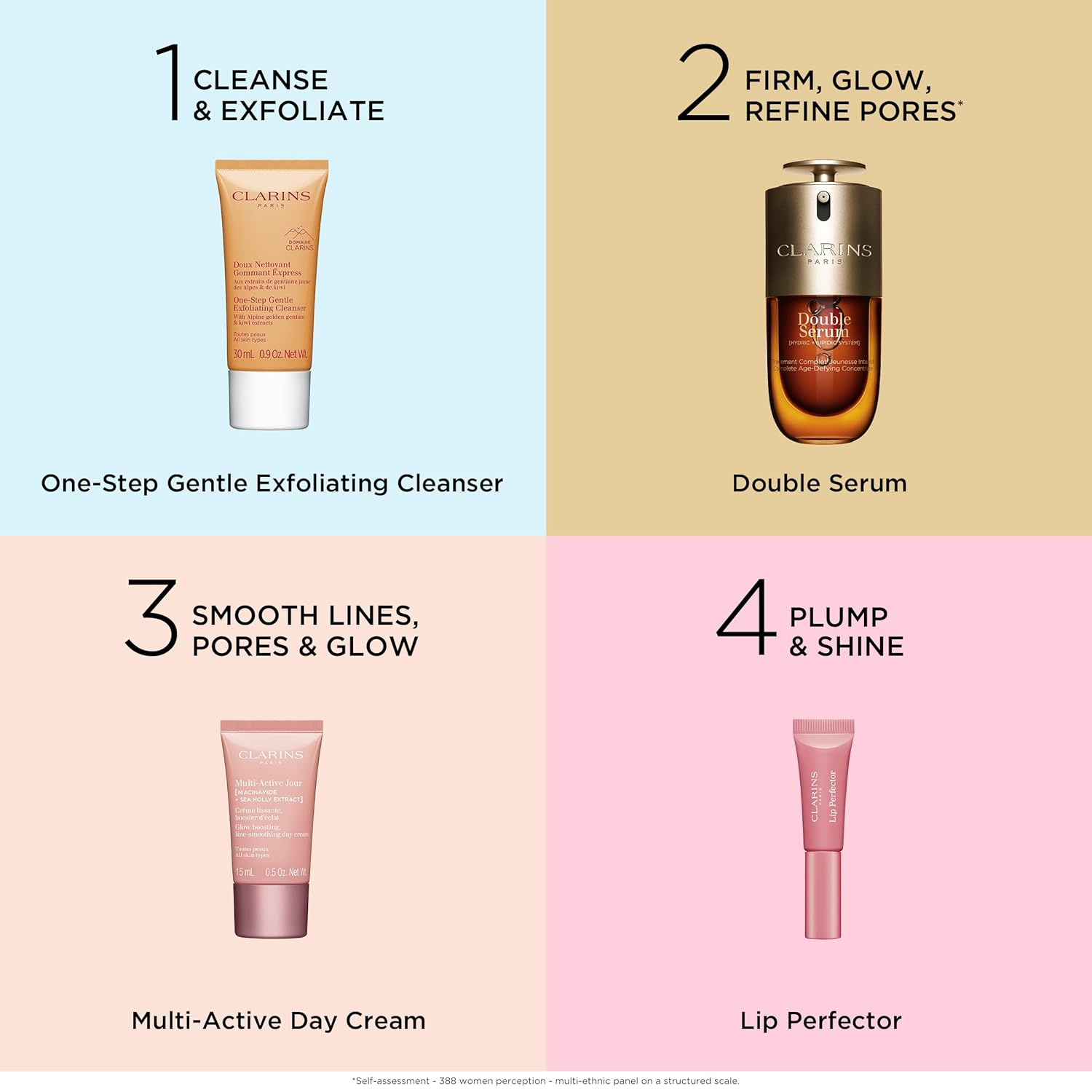 Clarins Smooth and Glow Starter Set | Amazon Exclusive 5-Piece Skincare Set | Includes Full Size Double Serum 1 Ounce | $105 for Value of $142 - Image 4