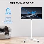 Mobile TV Roulement des chariots TV Stand pour 23-60 pouces LCD LED Écrans courbés plats jusqu'à 88 lbs, réglable en hauteur sur les roues du plancher portable extérieur, Max VESA 400x400mm, blanc
