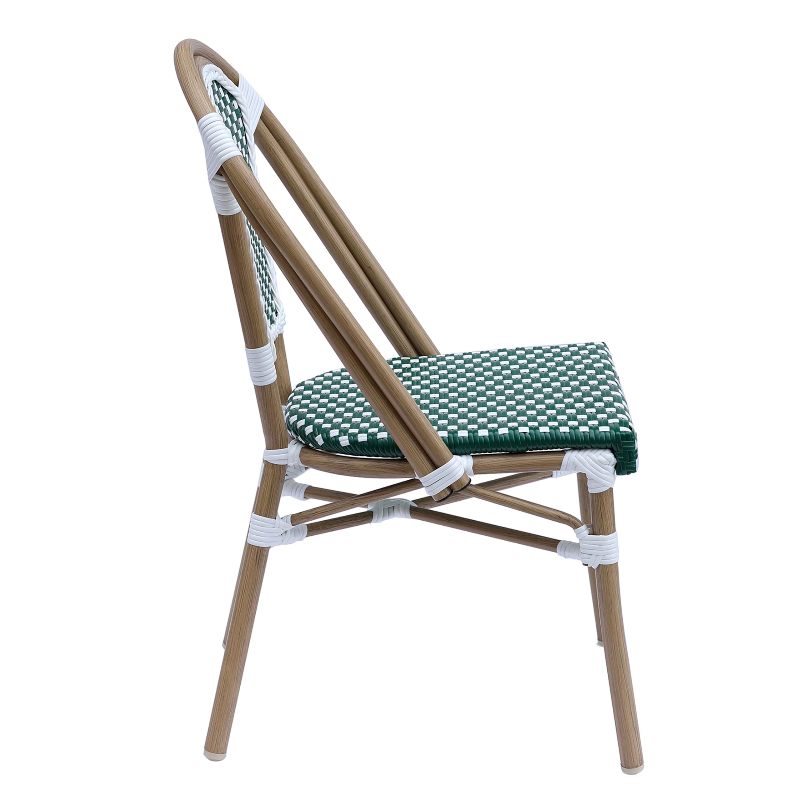 Oviala Chaise de terrasse bistrot Parisien en Aluminium et rotin Vert foncé