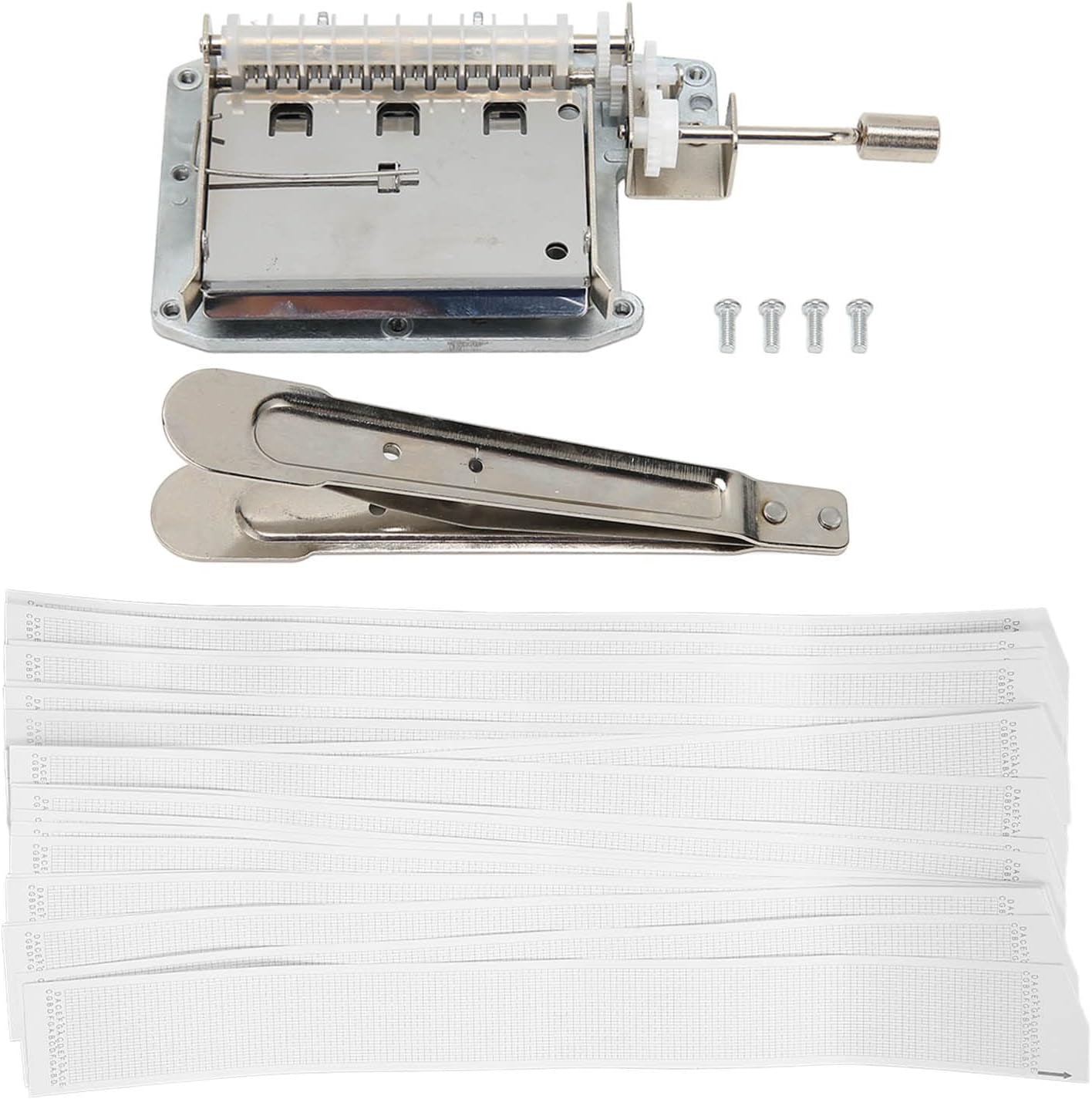 Music Box Movement 30 Note Zinc Alloy DIY Kit with 20 Blank Strip Tapes Hole Puncher and Screws for Handcraft Enthusiasts Birthday Gifts Music Enlightenment