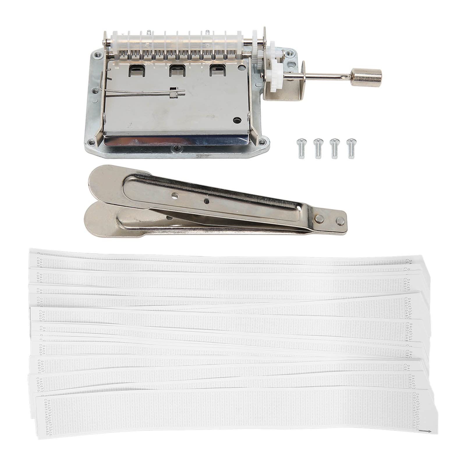 plplaaoo Music Box Movement 30 Note Zinc Alloy DIY Kit with 20 Blank Strip Tapes and Puncher for Handcraft Songs Birthday Gifts Music Enlightenment Metal Material 15x7x3cm
