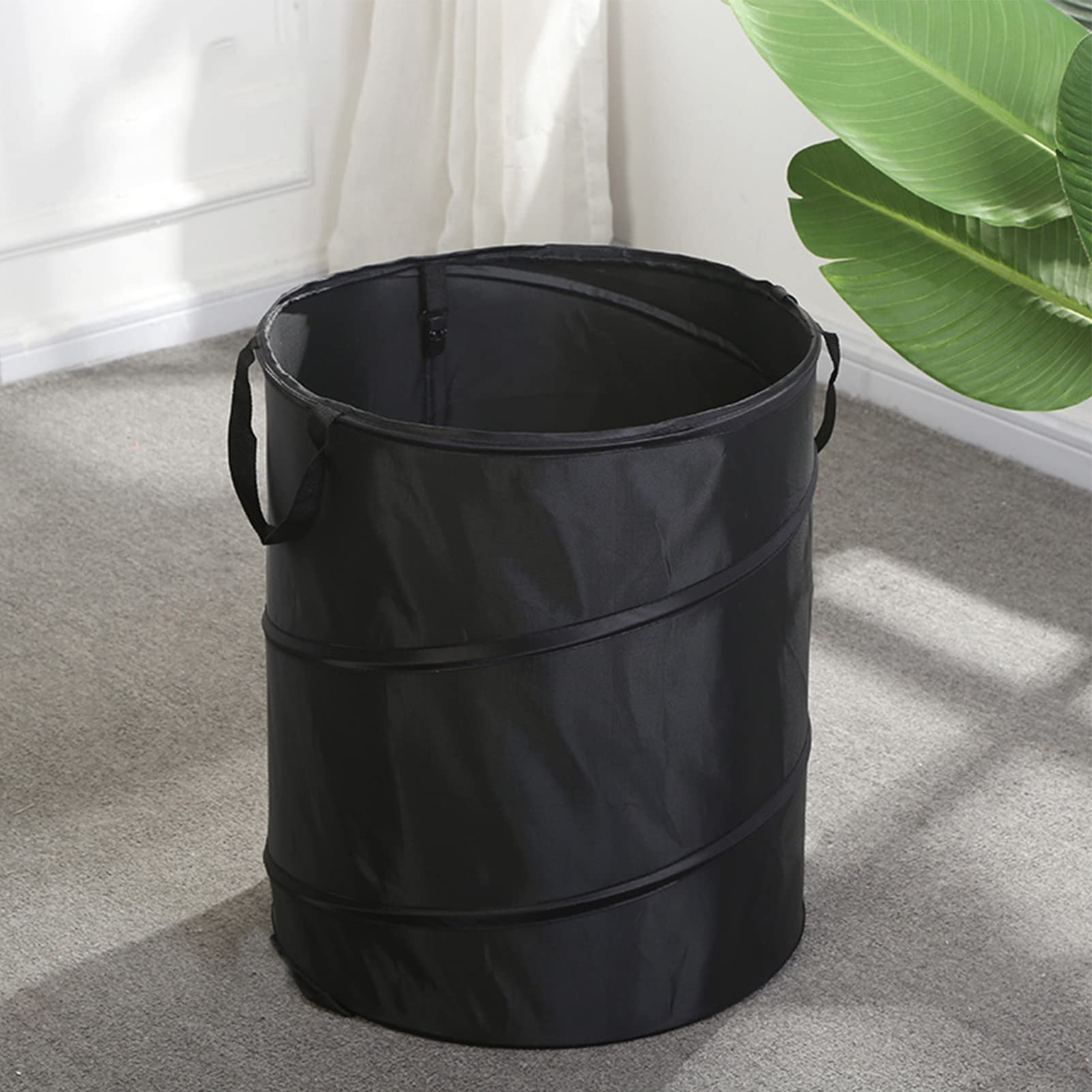 Tissting Pattumiera da Campeggio 34 Diametro 10 Galloni Modello a Clip Grande Tessuto Oxford Verde Scuro Sacco per Rifiuti Pieghevole Pattumiera da Campeggio Portatile per Balcone Gar Camping(Nero)