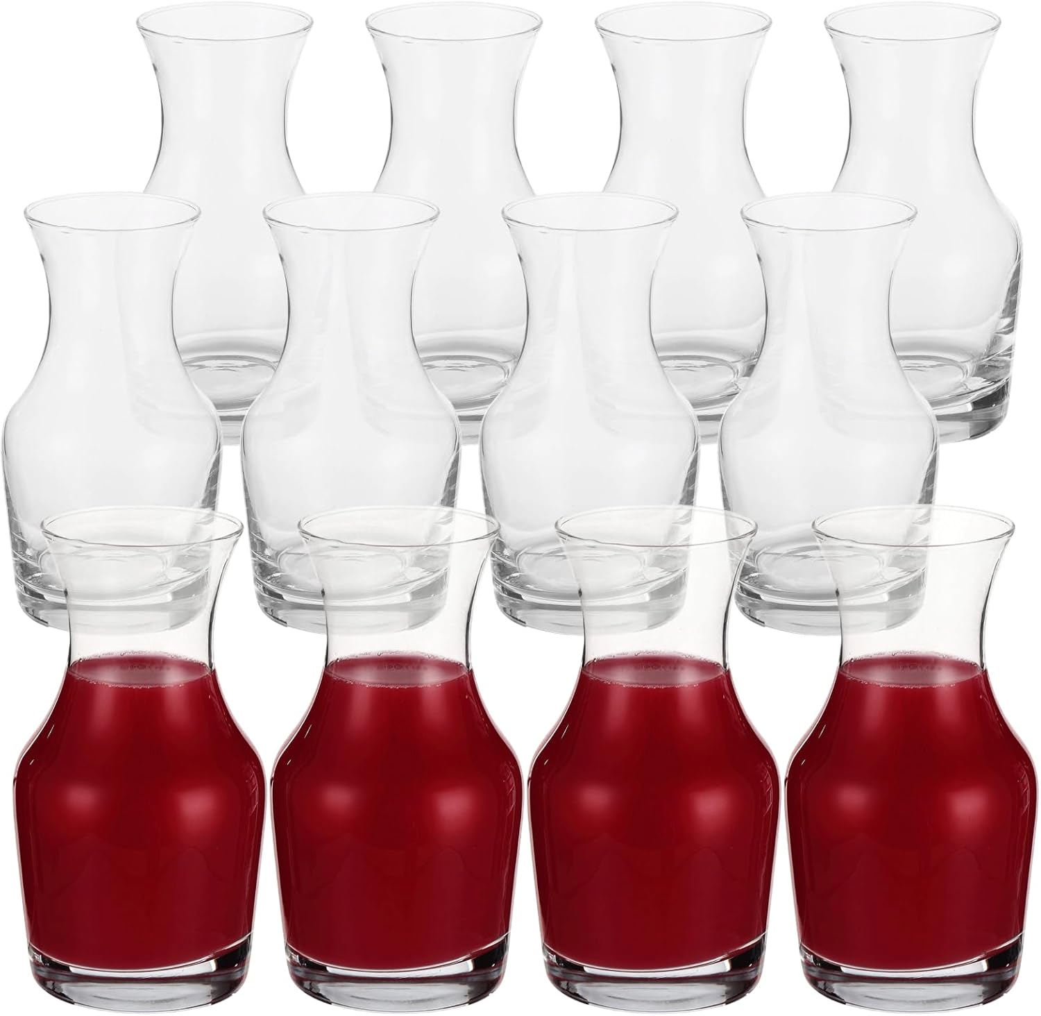 12 Pcs Mini Carafe Set, 6 oz Liquor Decanter, Individual Pour Wine Decanter, Elegant Glass Wine Dispenser for Whiskey, Bourbon, Vodka, Parties and Tasting