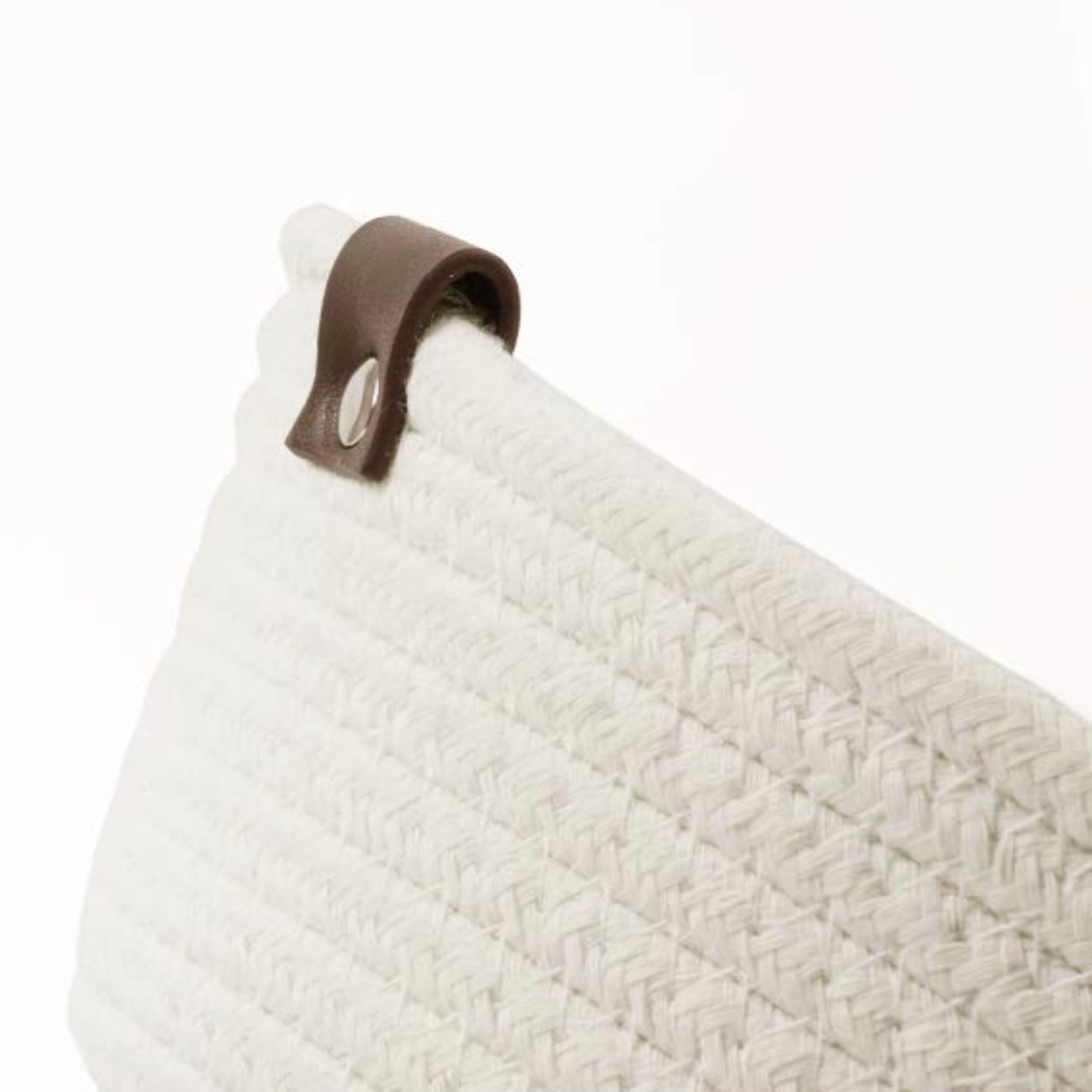 Cestini Portaoggetti in Cotone - Set 3 Cestini Organizzatori Multiuso per Neonato, Bagno e Cucina - Cestini Portaoggetti per Fasciatoio, Giochi, Cosmetici, Chiavi e Telecomandi - ASTEER HOME (Bianco)