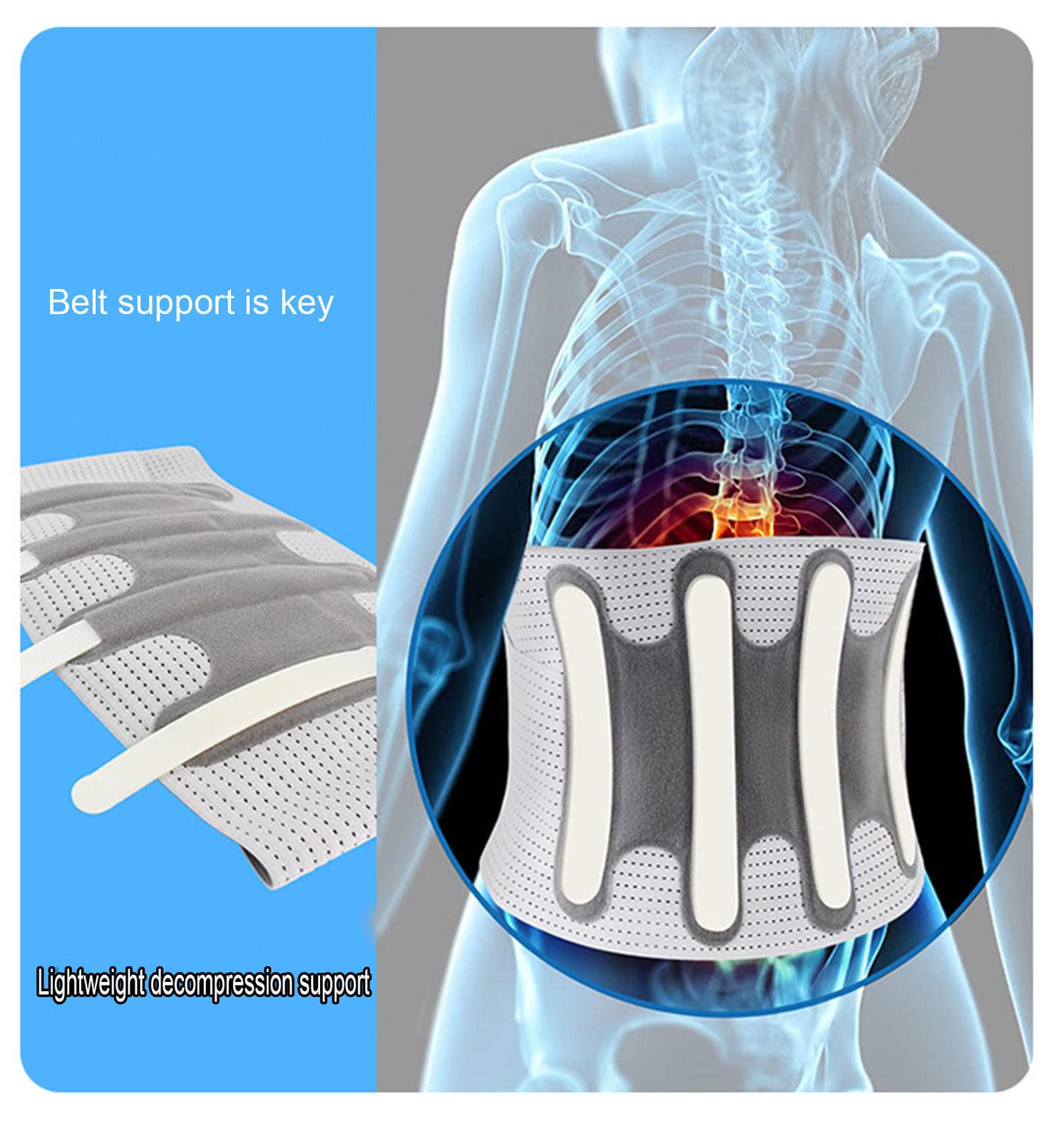 Corrector postural, Soporte Lumbar Ajustable y Protector, cinturón Lumbar Ajustable de Neopreno con Doble tracción para la Parte Baja de la Espalda - Alivio del Dolor de Espalda/
