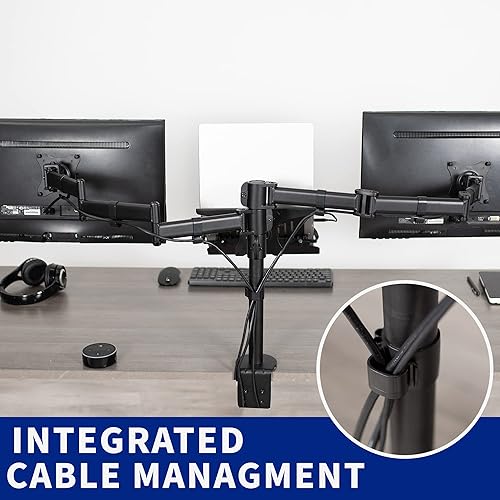 Miniatura 8 de VIVO Soporte de monitor dual  portátil para pantallas de 13 a 27 pulgadas y portátiles de 10 a 156 pulgadas visualización de triple pantalla brazos