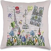 Vista 1 de Gifts of Paris Love Paris, Torre Eiffel, Notre Dame, paseo en bicicleta, almohada Traditions, 16 x 16, multicolor