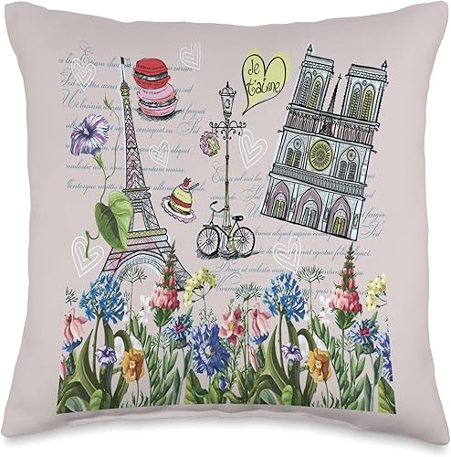 Gifts of Paris Love Paris, Torre Eiffel, Notre Dame, paseo en bicicleta, almohada Traditions, 16 x 16, multicolor