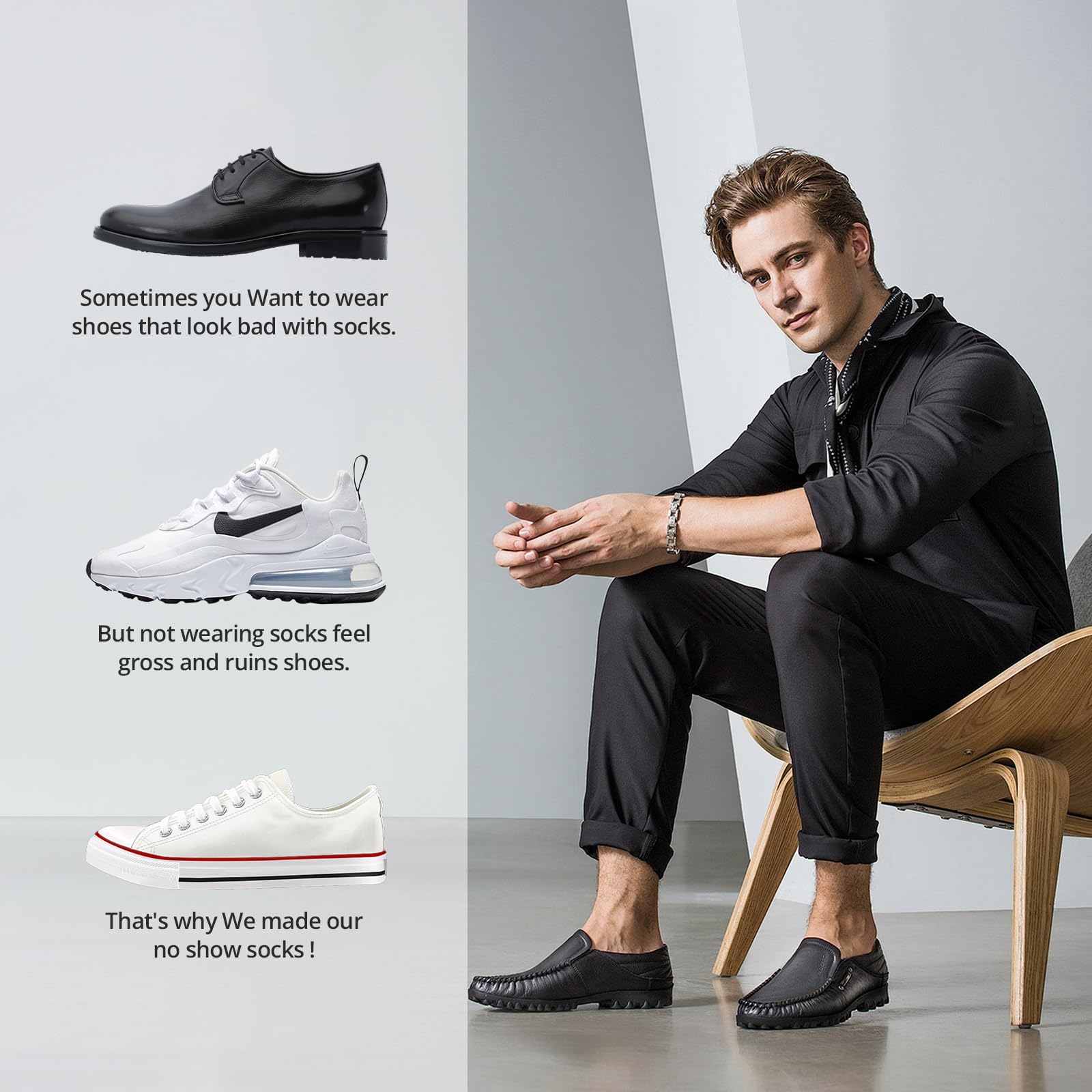 Heatuff 7 pares de calcetines invisibles para hombre, antideslizantes, de corte bajo, informales, delgados, invisibles, para barco plano