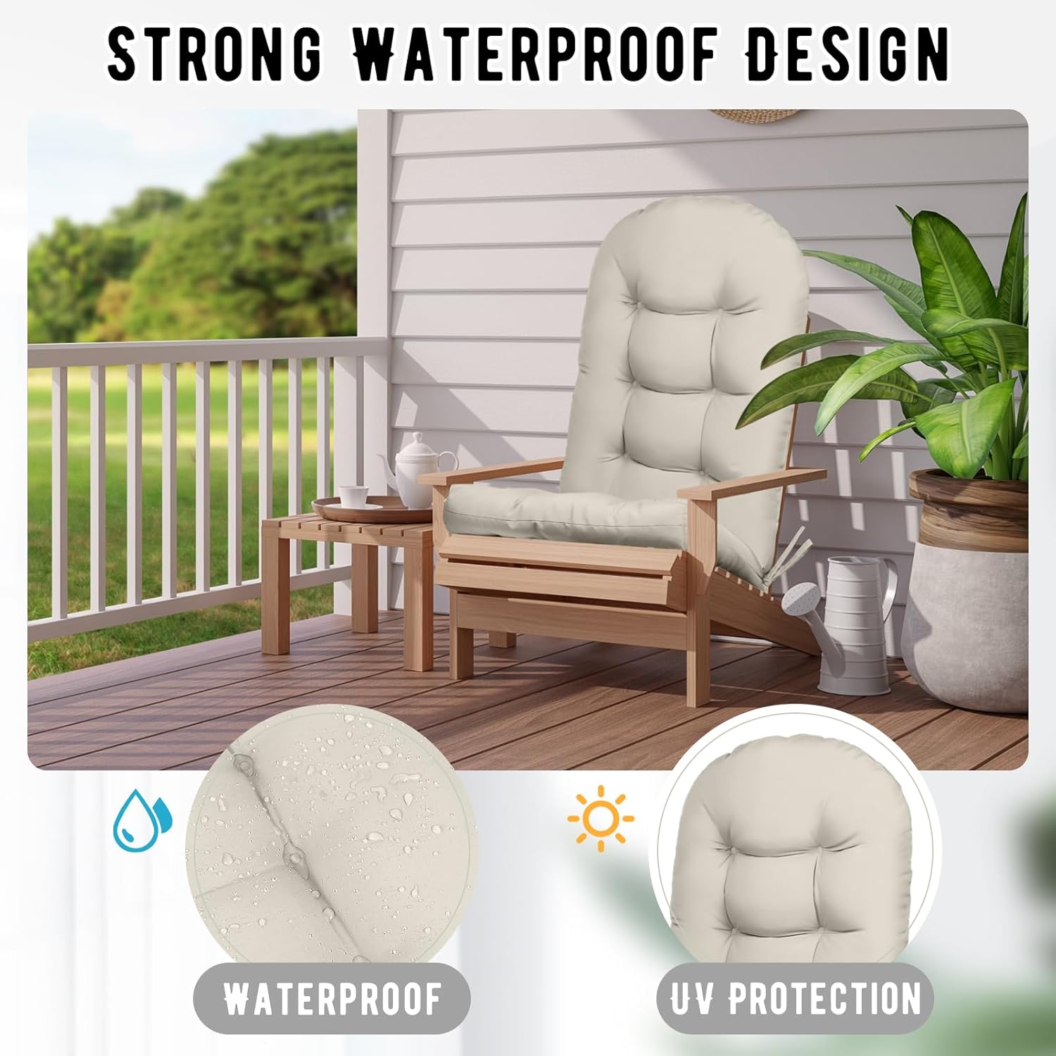 6 Pack Adirondack Chair Cushion, Waterproof Rocking Chair Cushion - Fade Resistant Patio Furniture Cushions, Thickened Patio Chair Pad for Outdoor and Indoor, 49x20x5 Inch