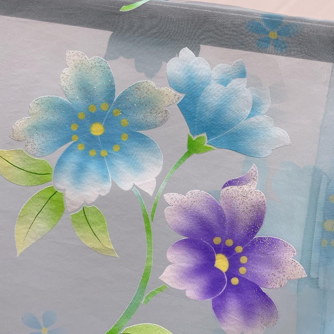 Amazon.co.jp: Y1011 オーガンジー レース 打掛 水色 花柄刺繍 ブルー