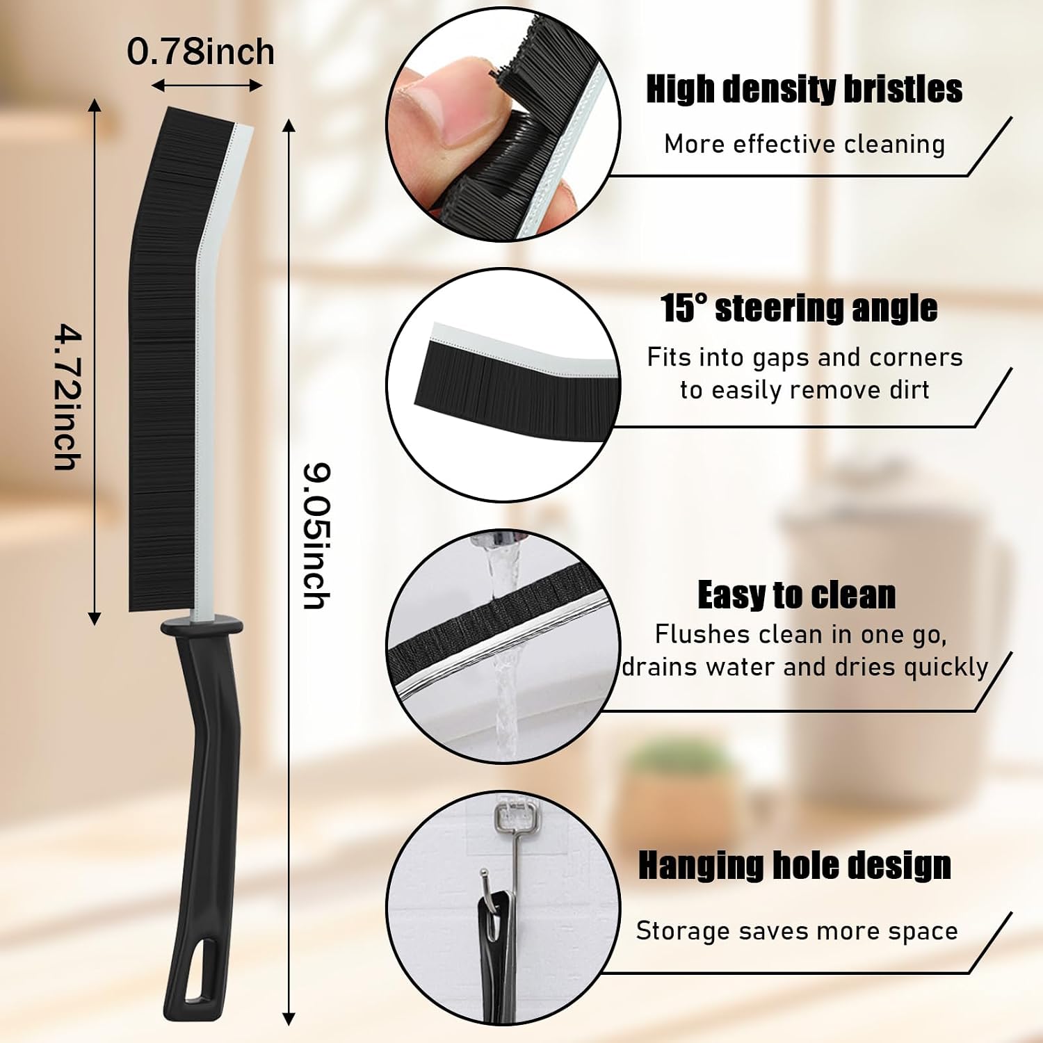 Original | 2PCS Crevice Cleaning Brush Set for Window Tracks Kitchen Use, Household Scrub Brushes with Handle Daily Clean 2026 - view 2