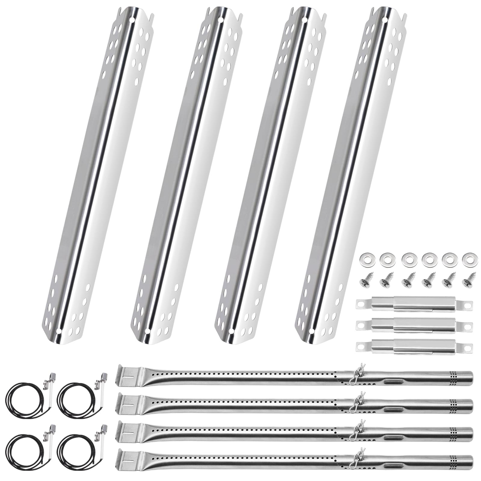 Hiorucet Grill Replacement Parts for Charbroil 463446015 466446015 463446016 463446017 463447018 Gas Grill, Stainless Steel Heat Plates, Burners,