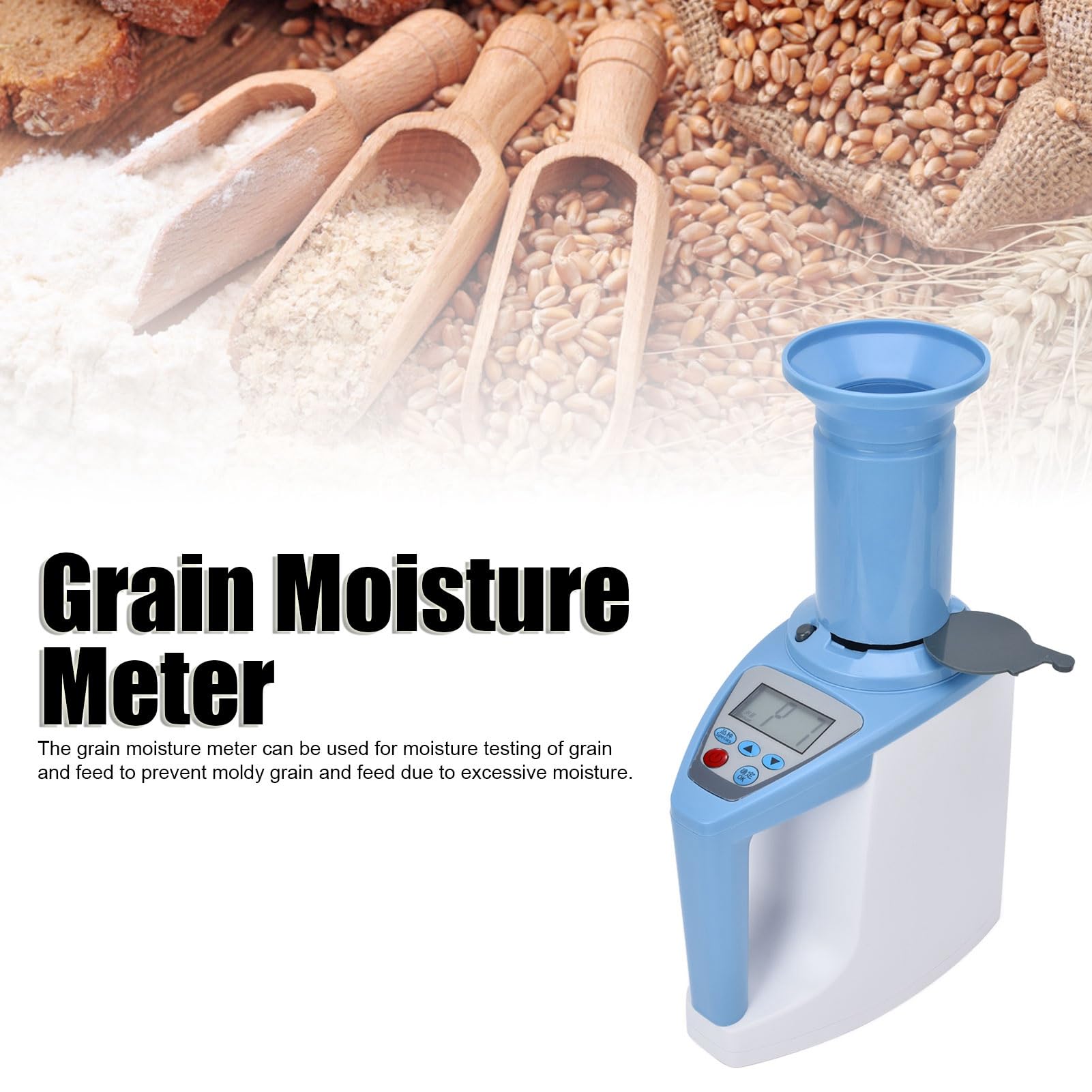 FLEXMAN Grain Moist Meter, Portable Digital Grain Moist Analyzer, 0.1% Accuracy Automatic Weighing LCD Display Tester for Moist Testing of Grain and Feed