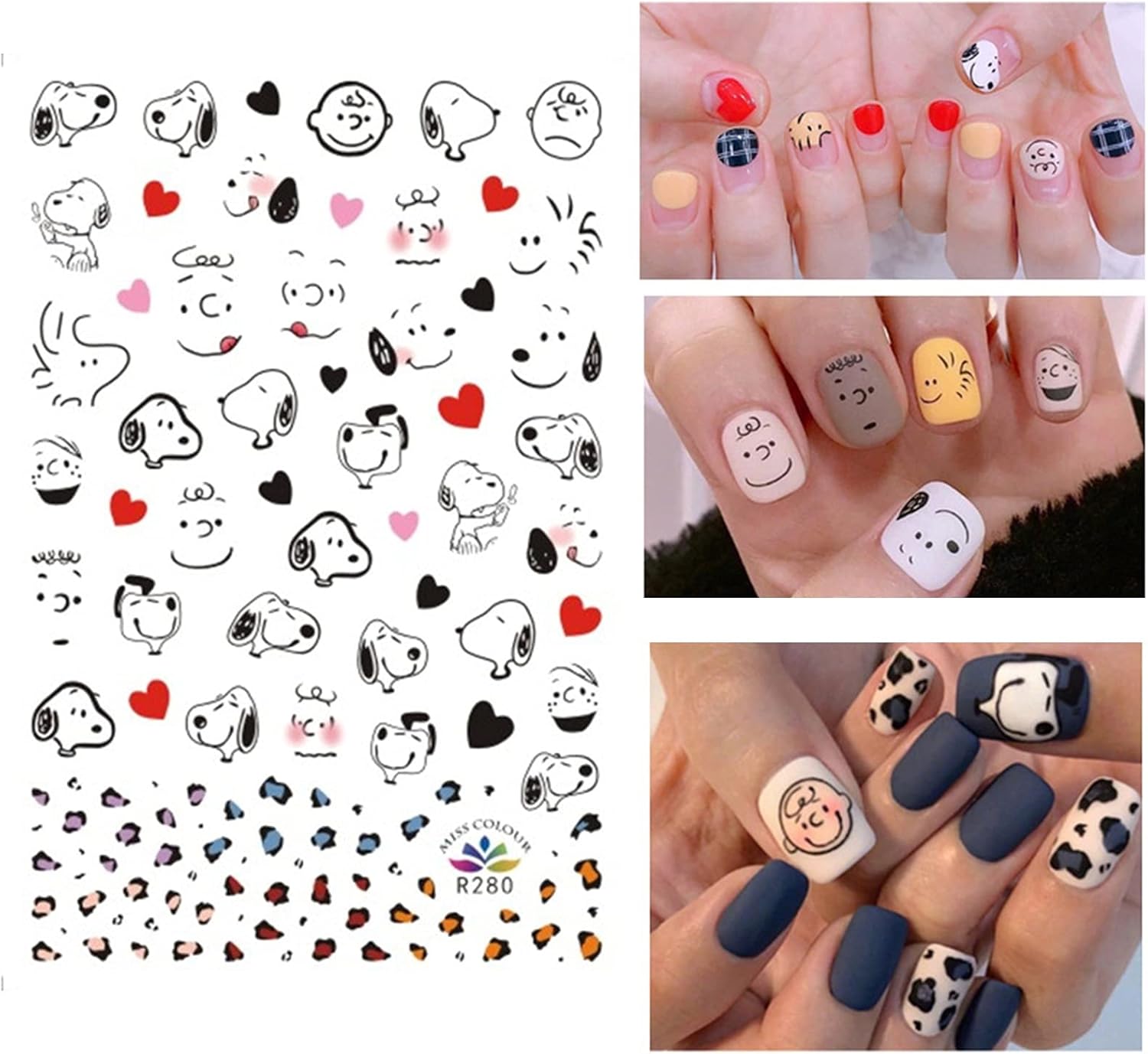 WZRY Nail Sticker, Cute Manicure Smile Face Back Glue Decals 6 Sheet Nail Art Stickers (Color : 6 Sheet) : Beauty & Personal Care