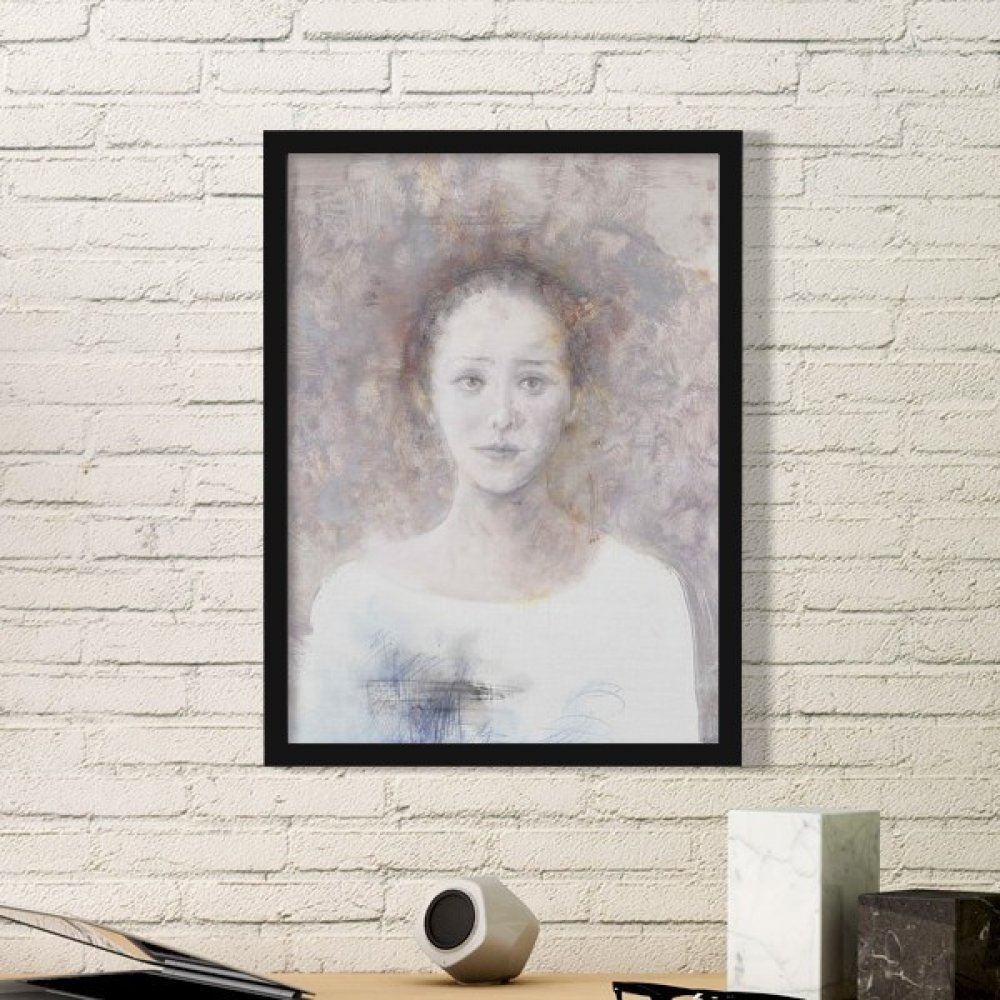 Peinture à l'huile Whitedove cadre photo noir rectangle en bois medium DIYthinker