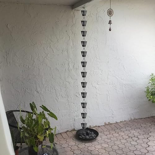 Miniatura 6 de EliteBloom Cadena de agua de lluvia de repuesto para canalones, patiovilla  glorieta colgante cadena de lluvia, sistema de captura de lluvia de